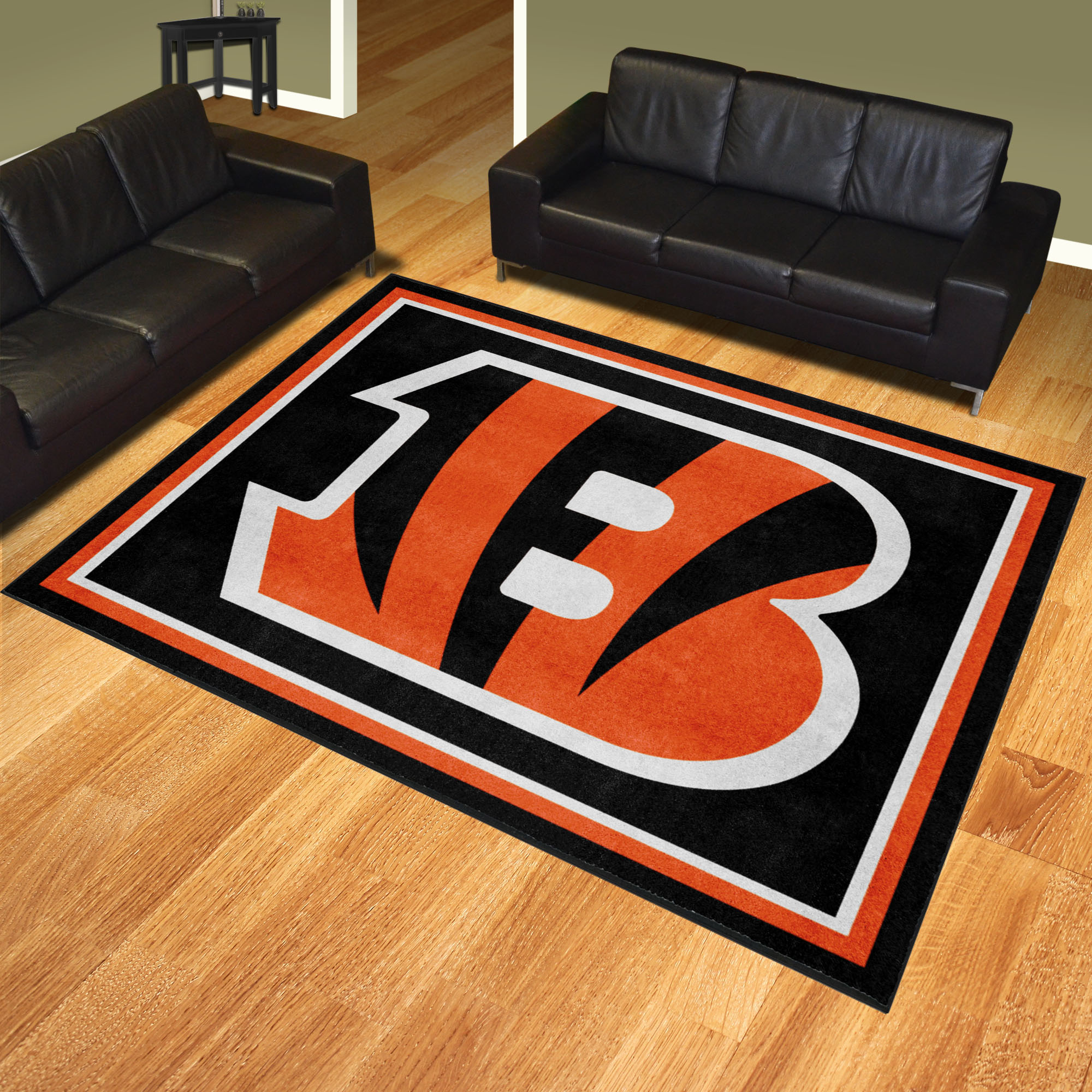 NFL Cincinnati Bengals 7'3" X 9'9" Black Plush Rug - 17478 Room Scene