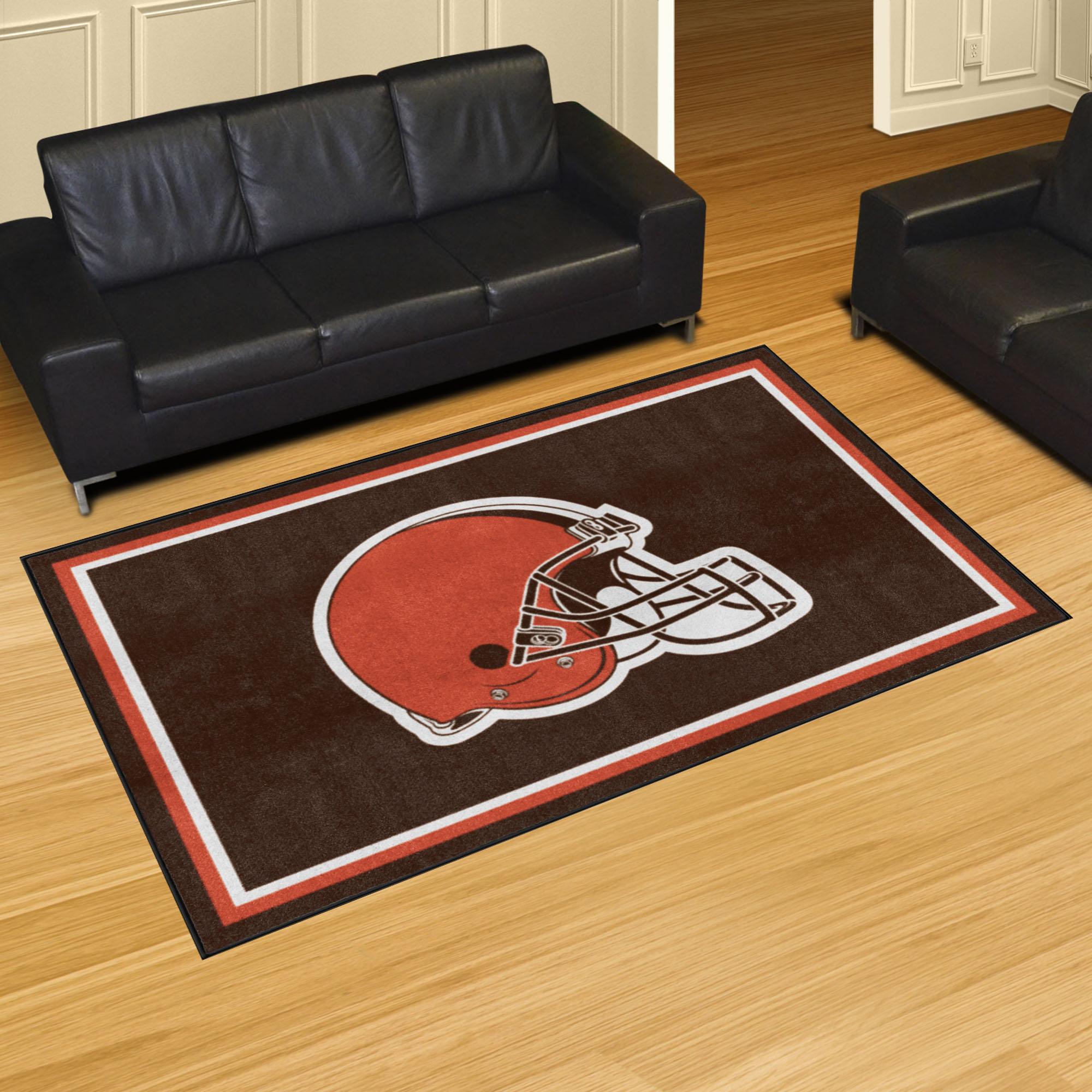 NFL Cleveland Browns 4'11" X 7'4" Brown Plush Rug - 6570 Room Scene
