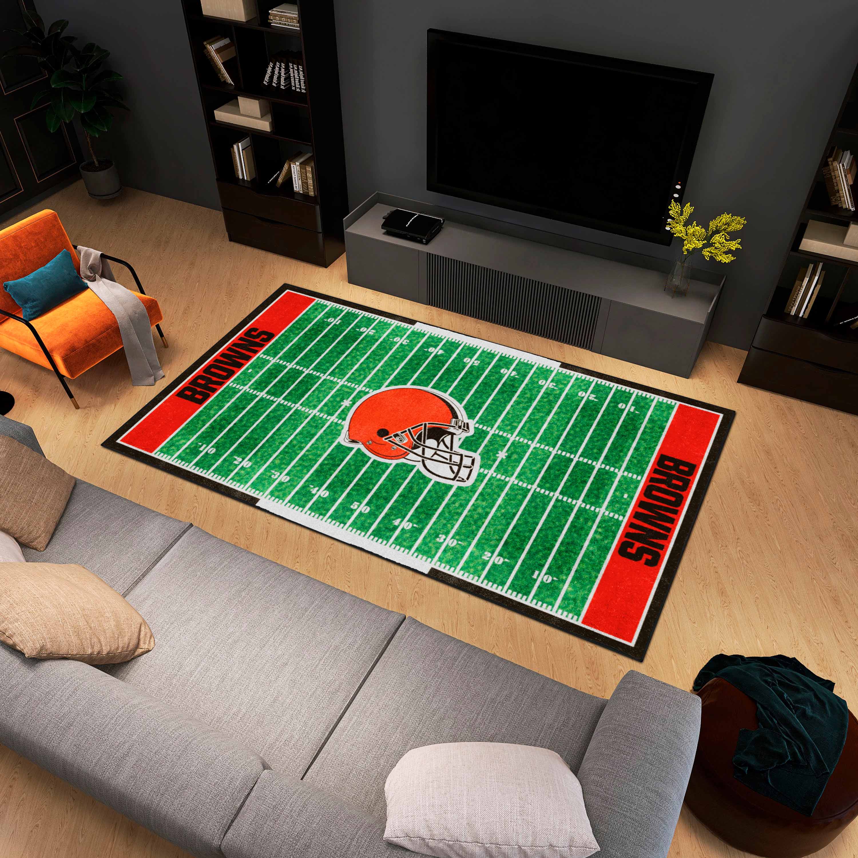 NFL Cleveland Browns 5'10" X 9'9" Green Plush Rug - 35144 Room Scene