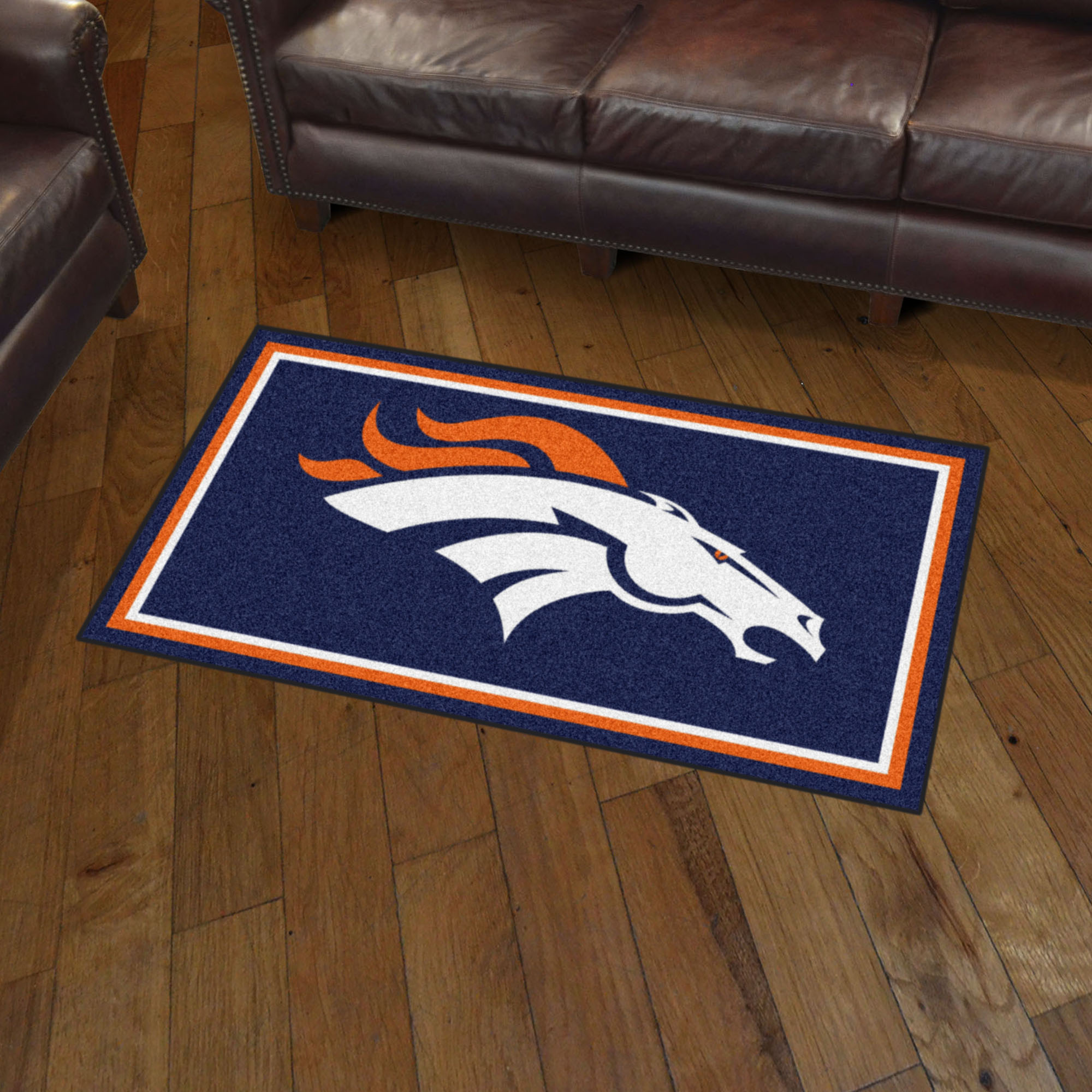 NFL Denver Broncos 3'0" X 5'0" Navy Plush Rug - 19866 Room Scene