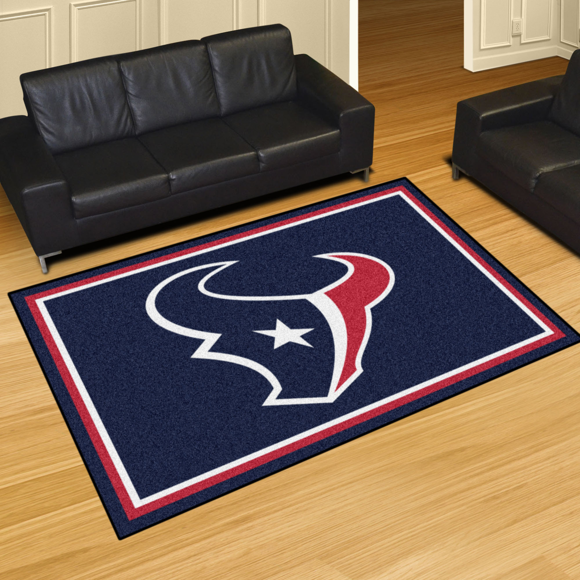 NFL Houston Texans 4'11" X 7'4" Navy Plush Rug - 6578 Room Scene