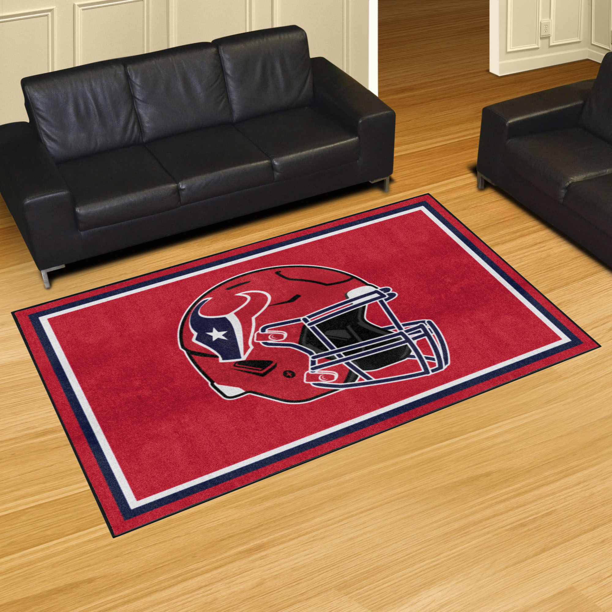 NFL Houston Texans 4'11" X 7'4" Red Plush Rug - 36196 Room Scene