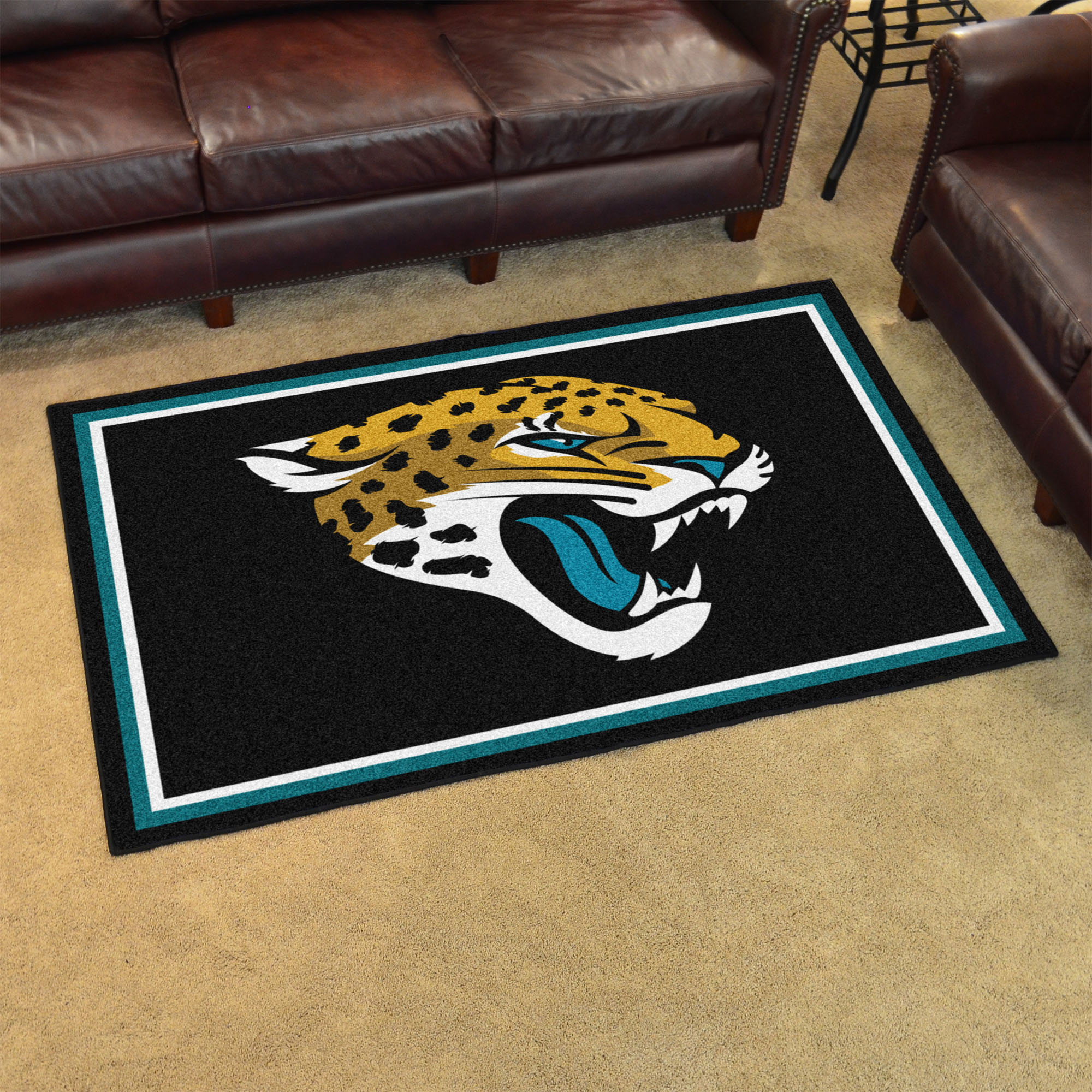 NFL Jacksonville Jaguars 3'8" X 5'11" Black Plush Rug - 6583 Room Scene