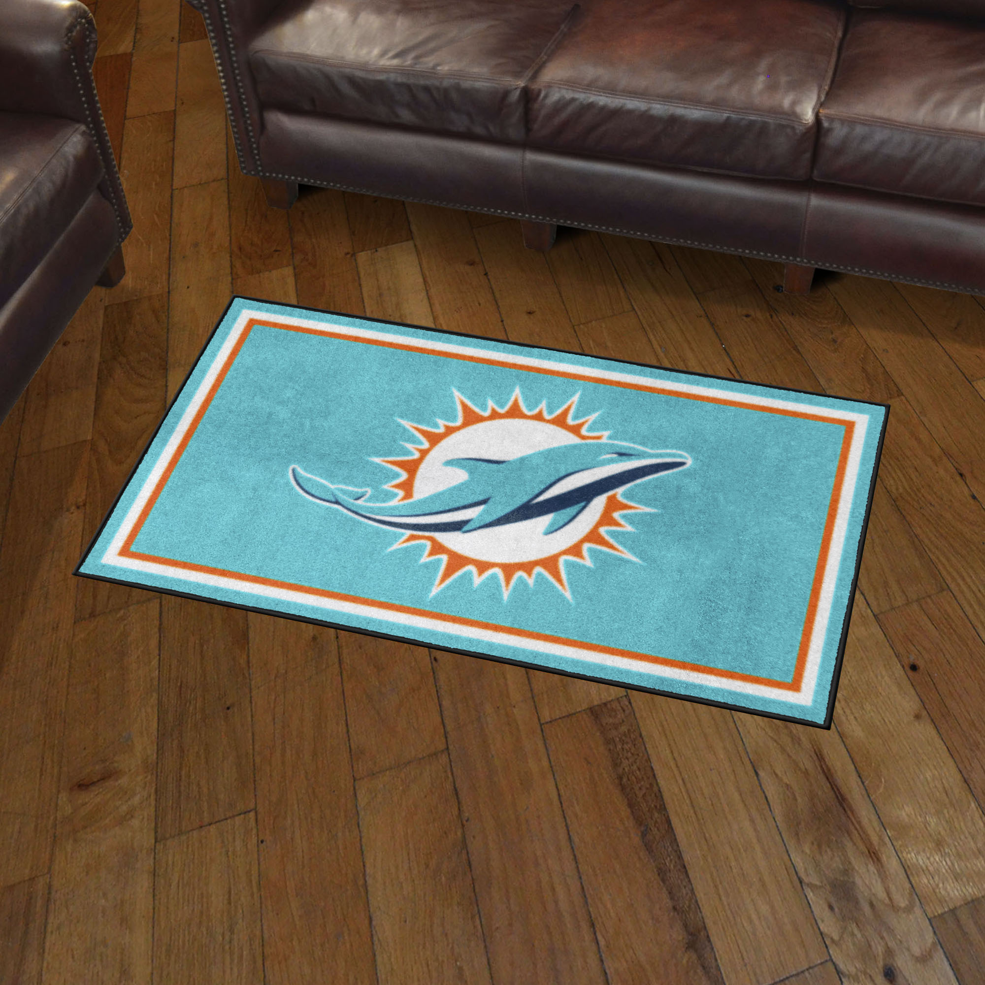 NFL Miami Dolphins 3'0" X 5'0" Teal Plush Rug - 19874 Room Scene