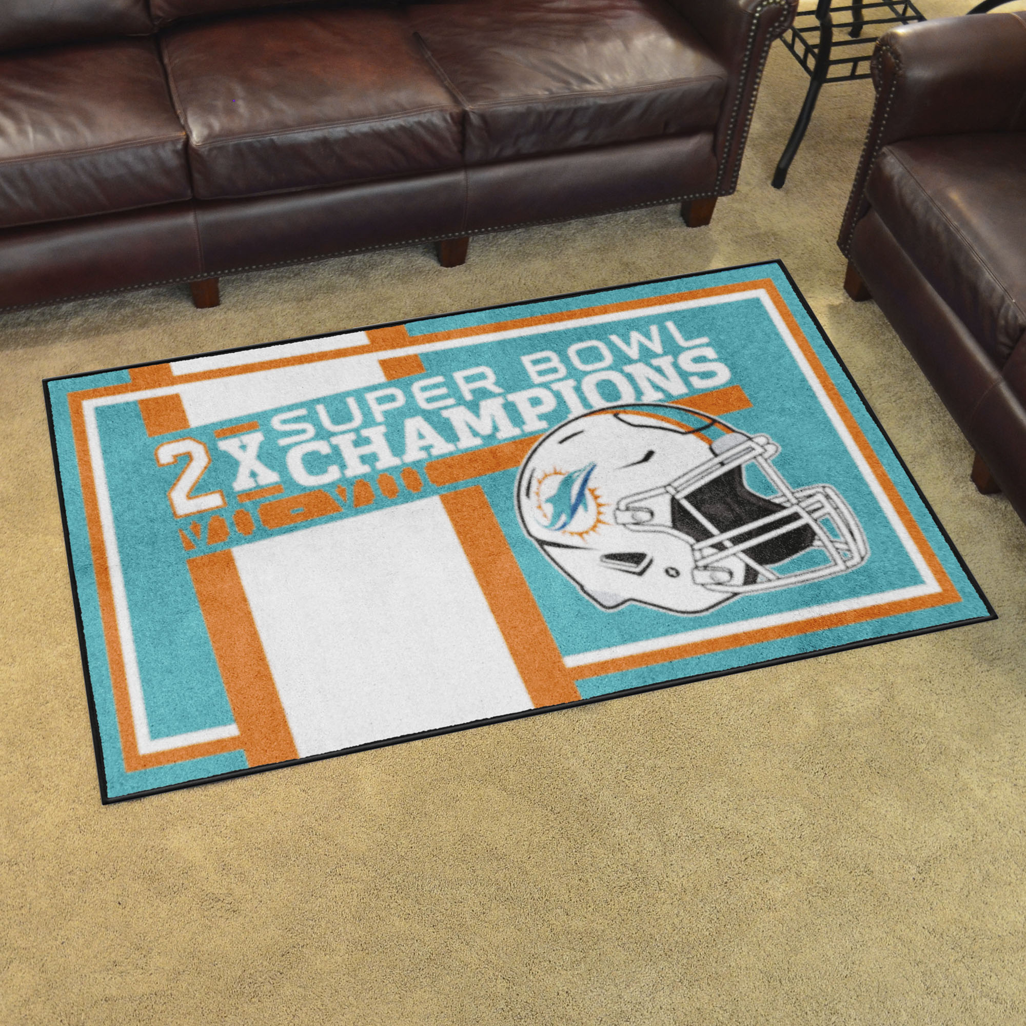 NFL Miami Dolphins 3'8" X 5'11" Turquoise Plush Rug - 30957 Room Scene