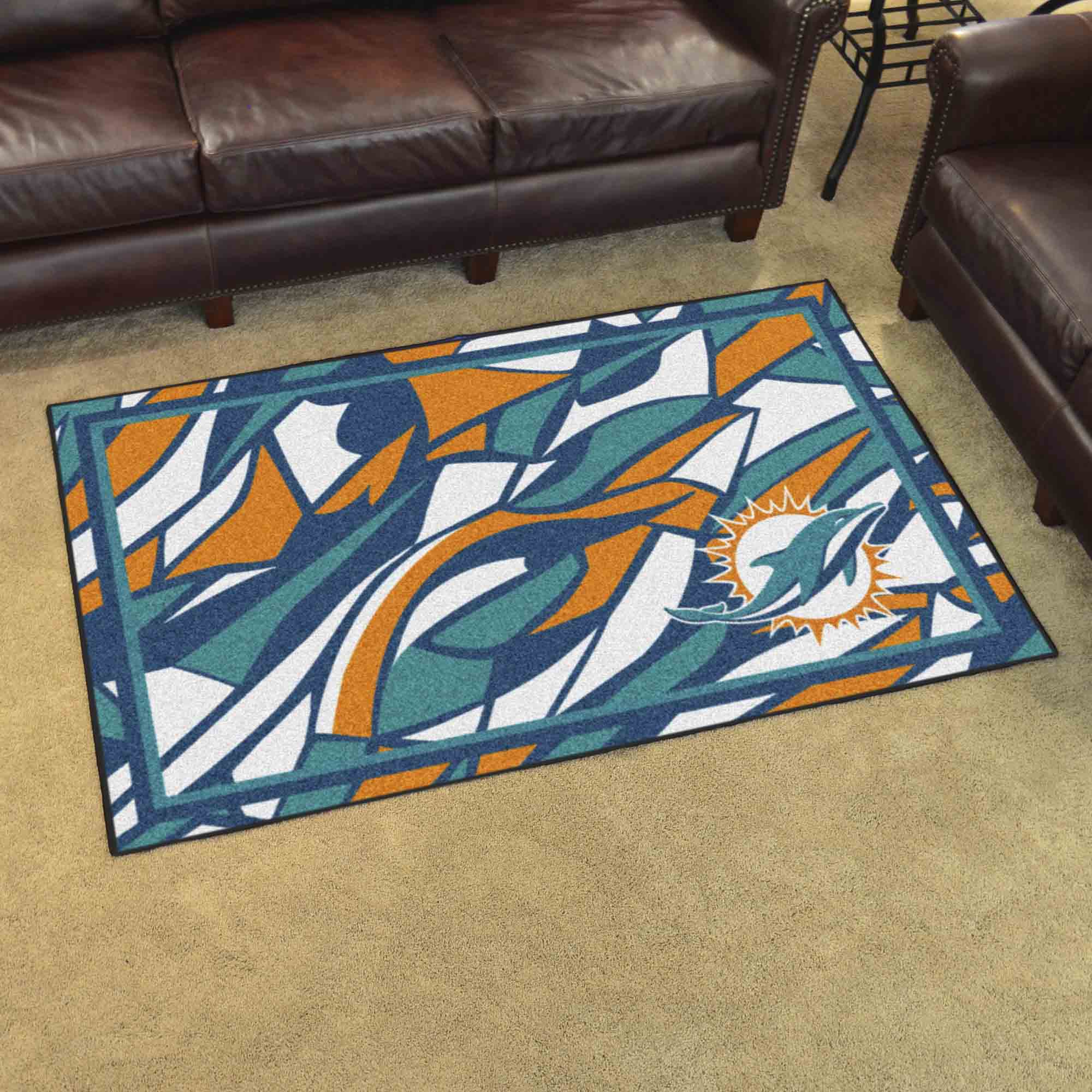 NFL Miami Dolphins 3'8" X 5'11" Multicolor Plush Rug - 23313 Room Scene