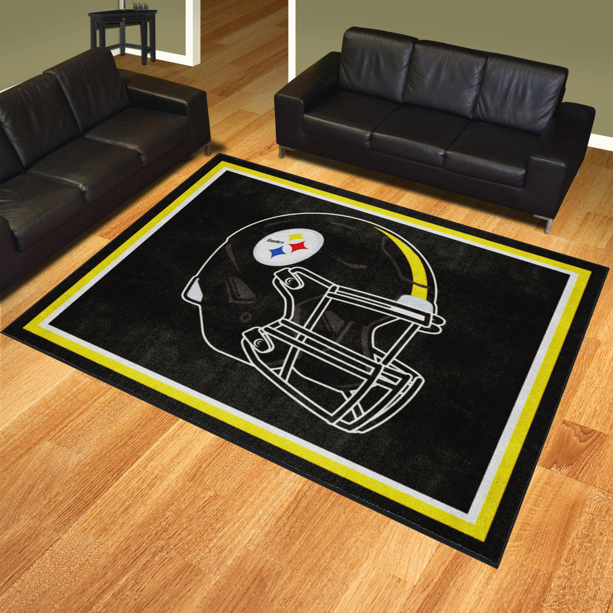 NFL Pittsburgh Steelers 7'3" X 9'9" Black Plush Rug - 38329 Room Scene