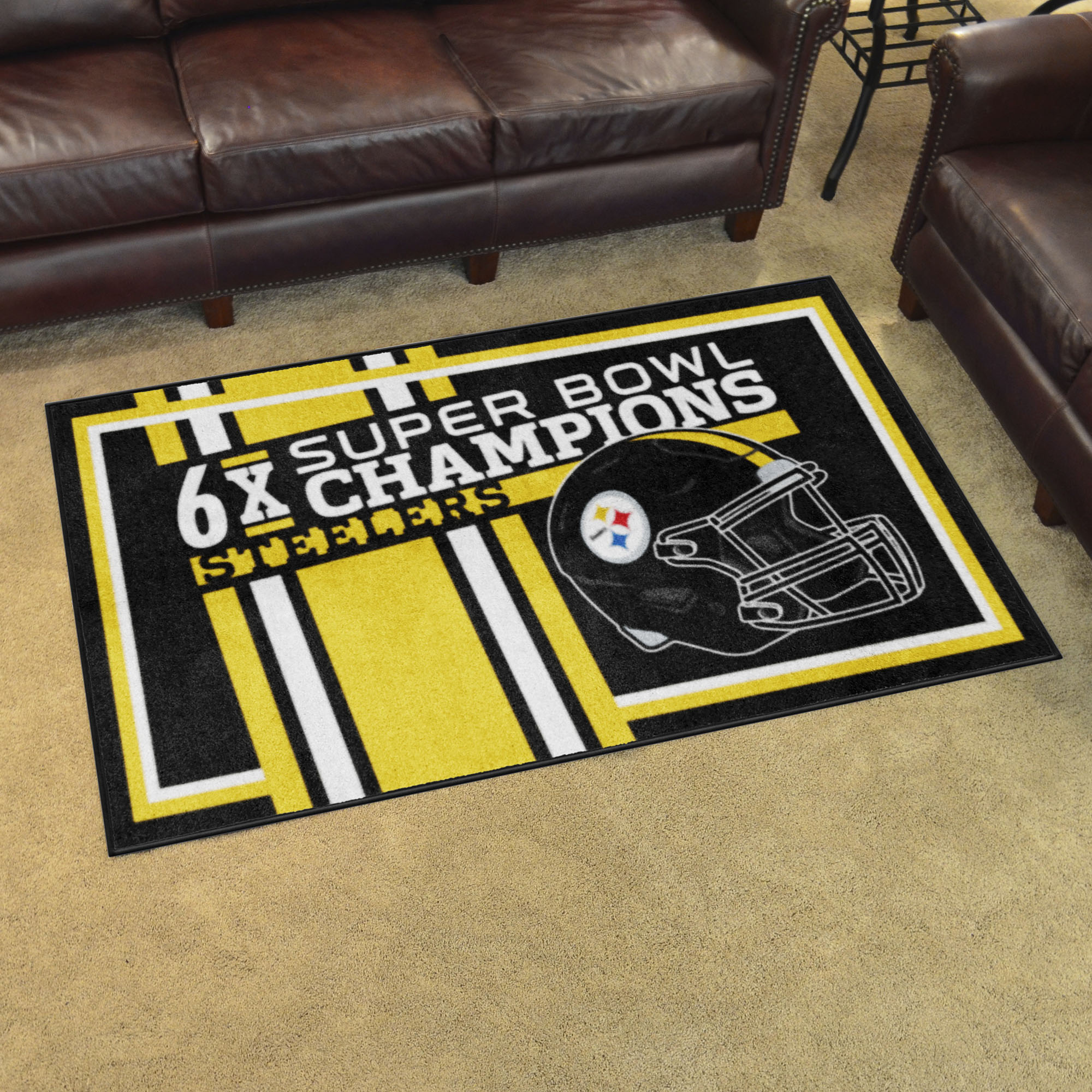 NFL Pittsburgh Steelers 3'8" X 5'11" Yellow Plush Rug - 30981 Room Scene