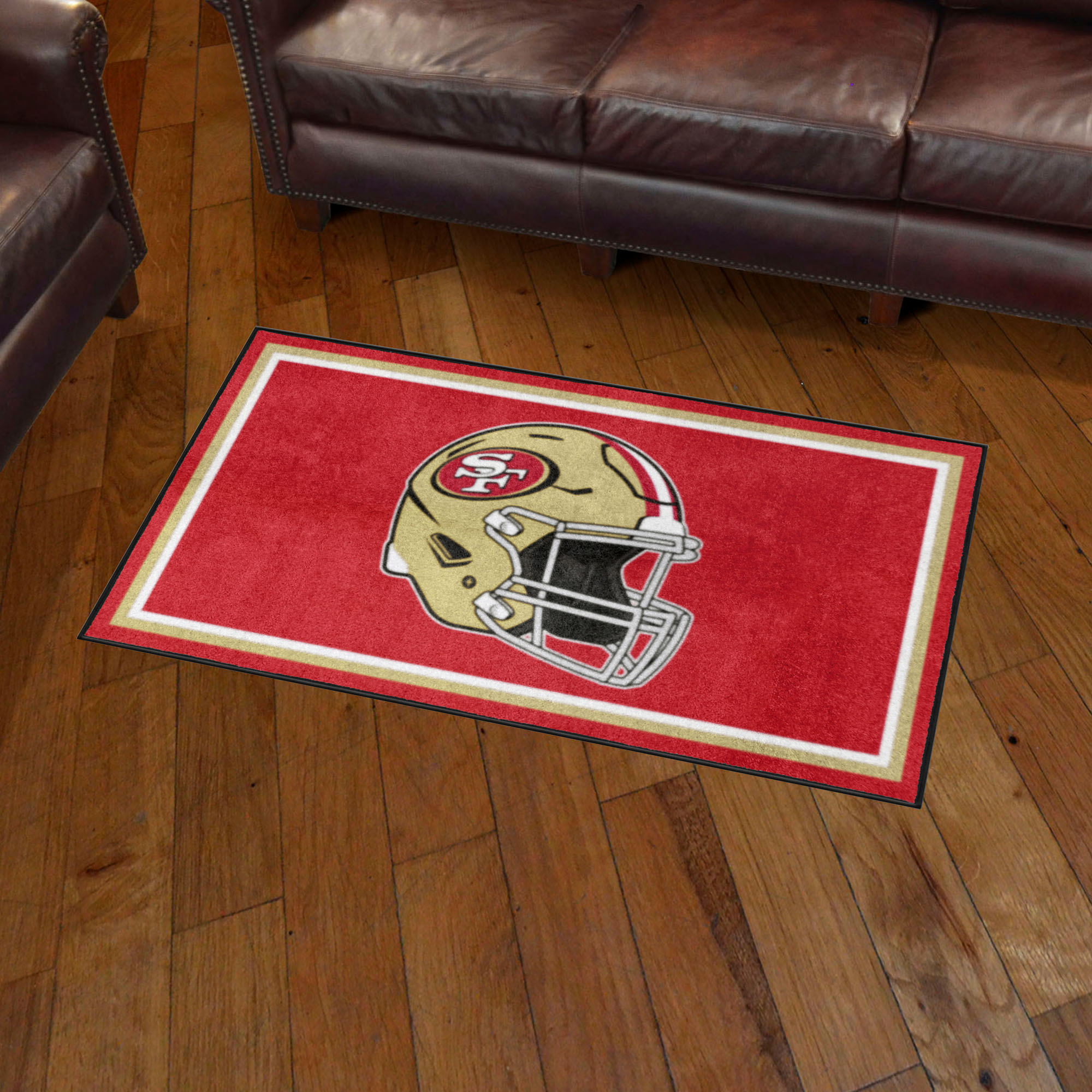 NFL San Francisco 49ers 3'0" X 5'0" Red Plush Rug - 38330 Room Scene