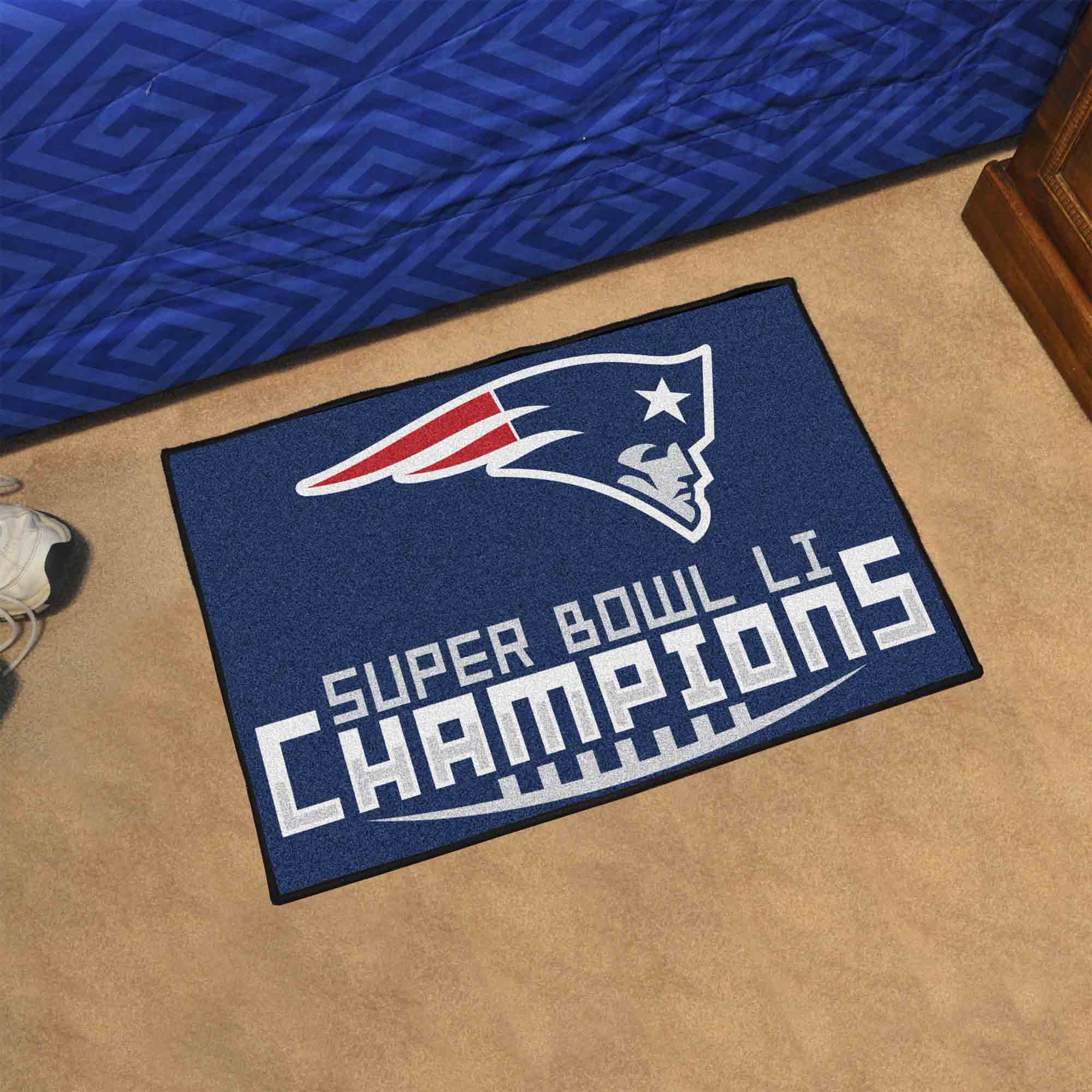 NFL New England Patriots 1'7" X 2'6" Navy Starter Mat - 16206 Room Scene