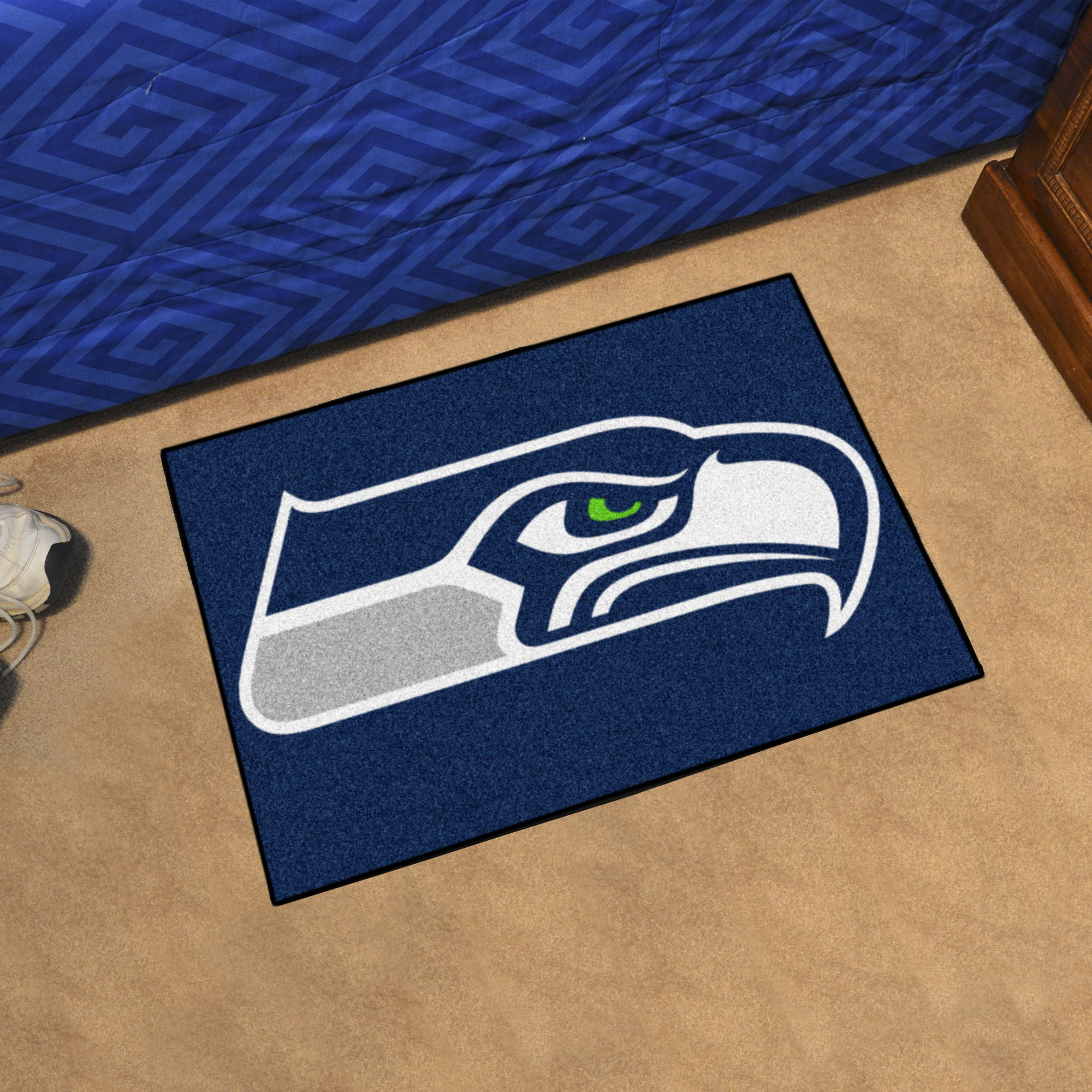 NFL Seattle Seahawks 1'7" X 2'6" Navy Starter Mat - 28815 Room Scene