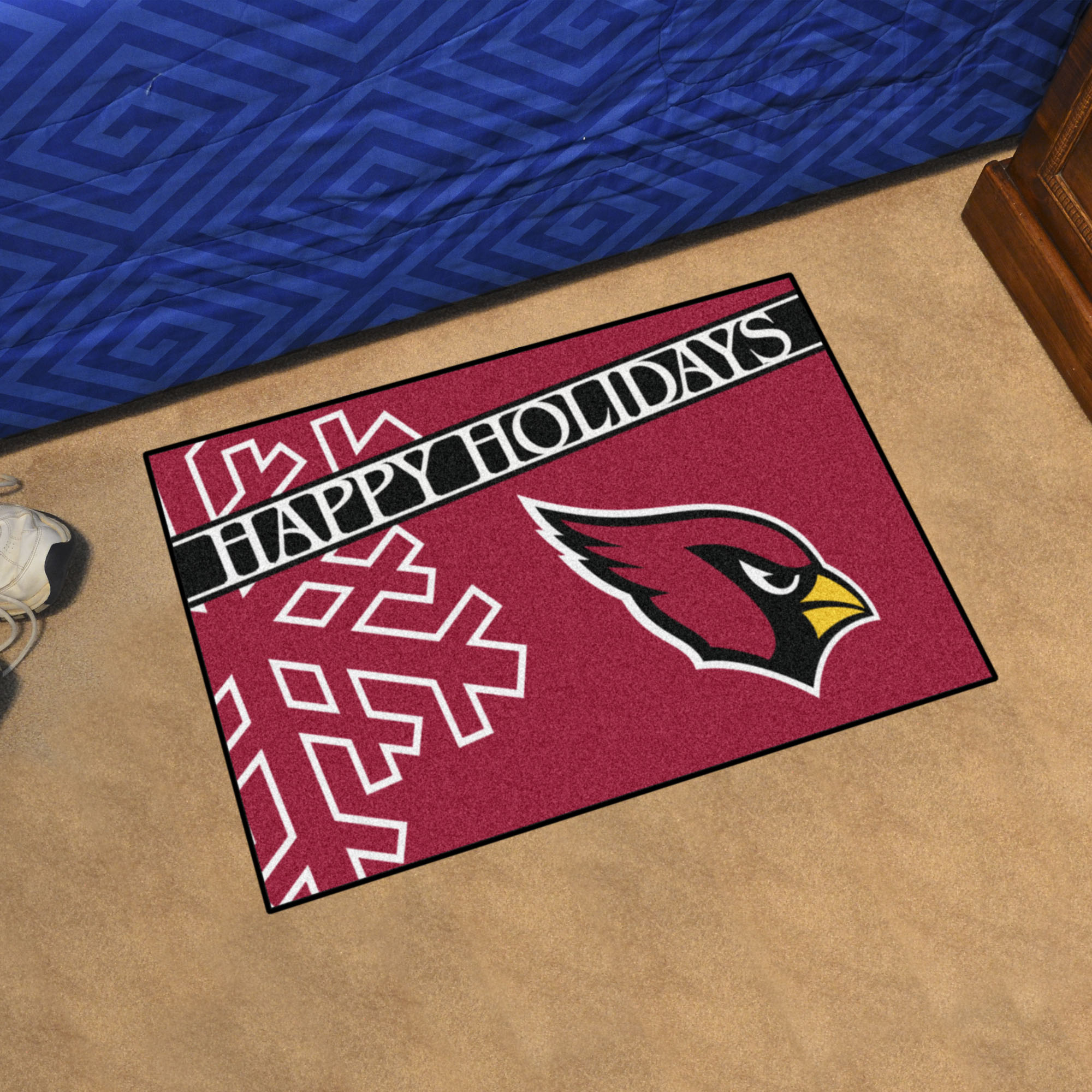 NFL Arizona Cardinals 1'7" X 2'6" Red Happy Holidays Starter Mat - 17622 Room Scene