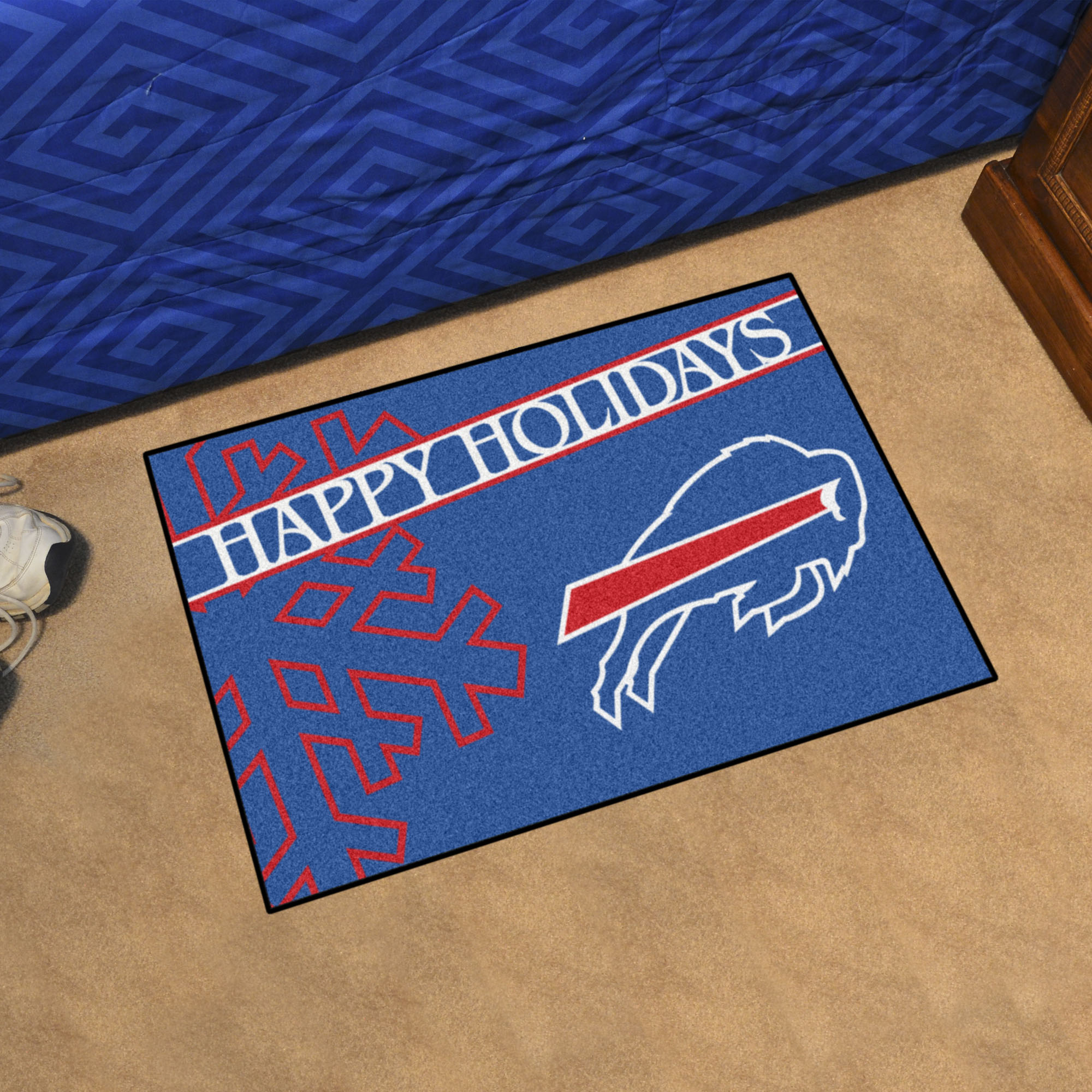 NFL Buffalo Bills 1'7" X 2'6" Blue Happy Holidays Starter Mat - 17626 Room Scene