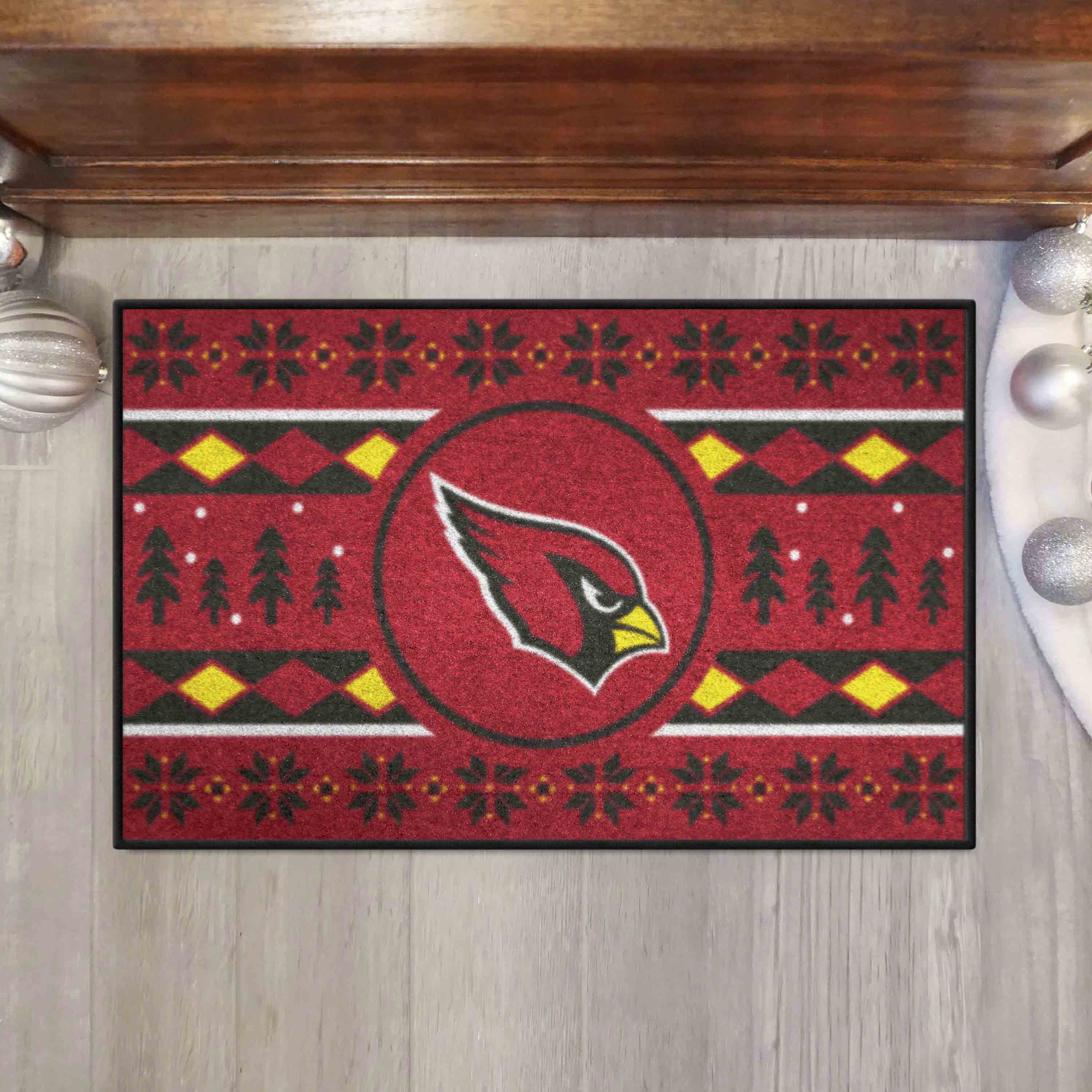 NFL Arizona Cardinals 1'7" X 2'6" Red Holiday Sweater Starter Mat - 26190 Room Scene