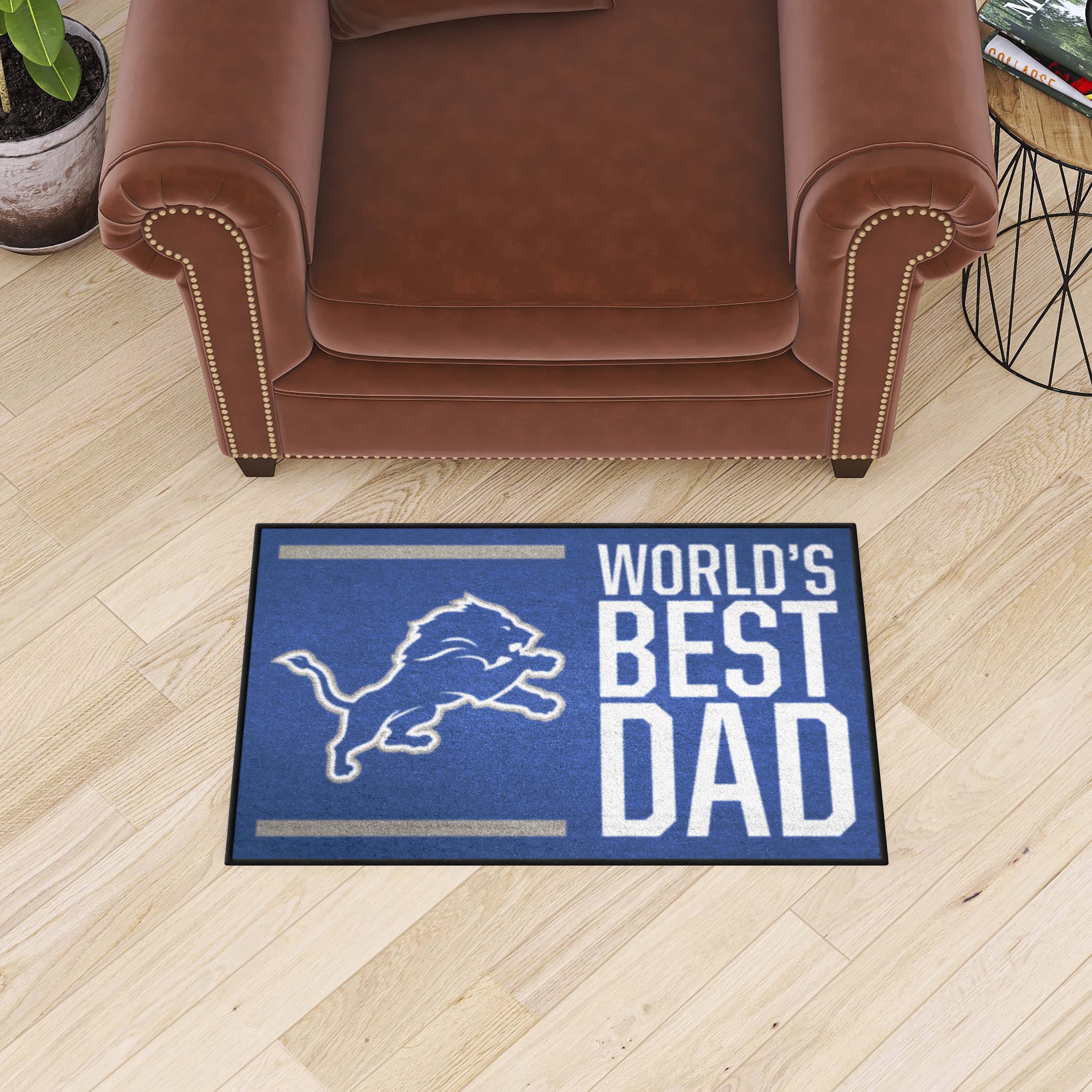 NFL Detroit Lions 1'7" X 2'6" Blue World's Best Dad Starter Mat - 18167 Room Scene