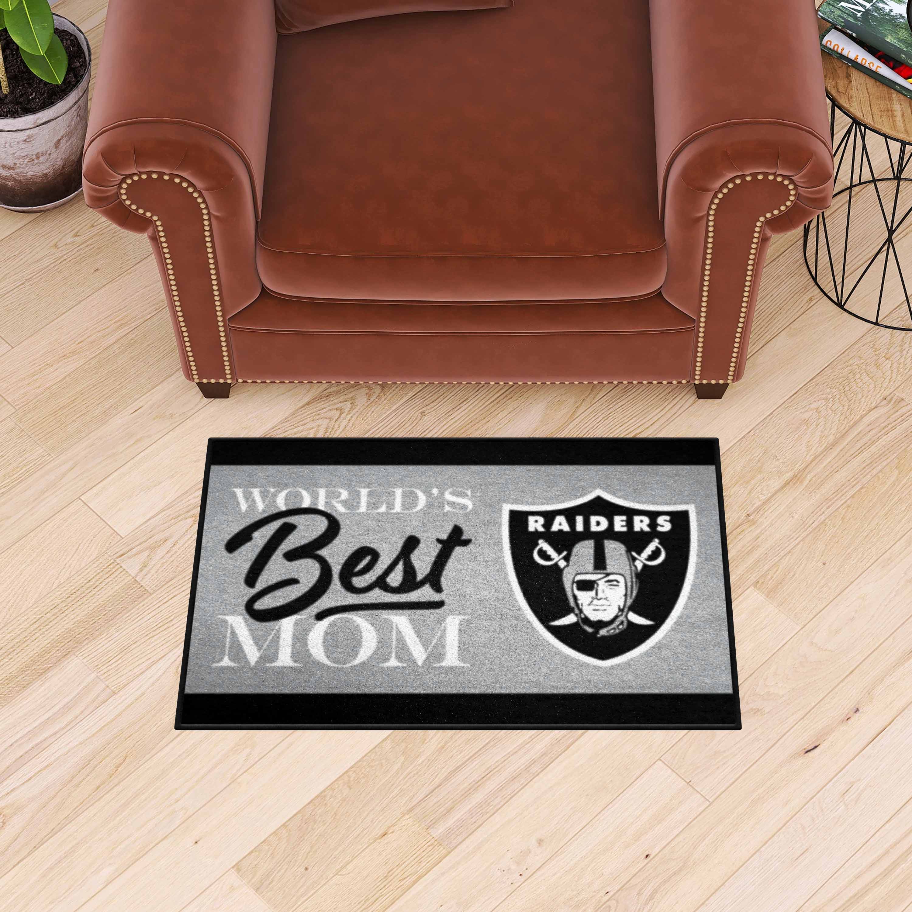 NFL Las Vegas Raiders 1'7" X 2'6" Black World's Best Mom Starter Mat - 18038 Room Scene