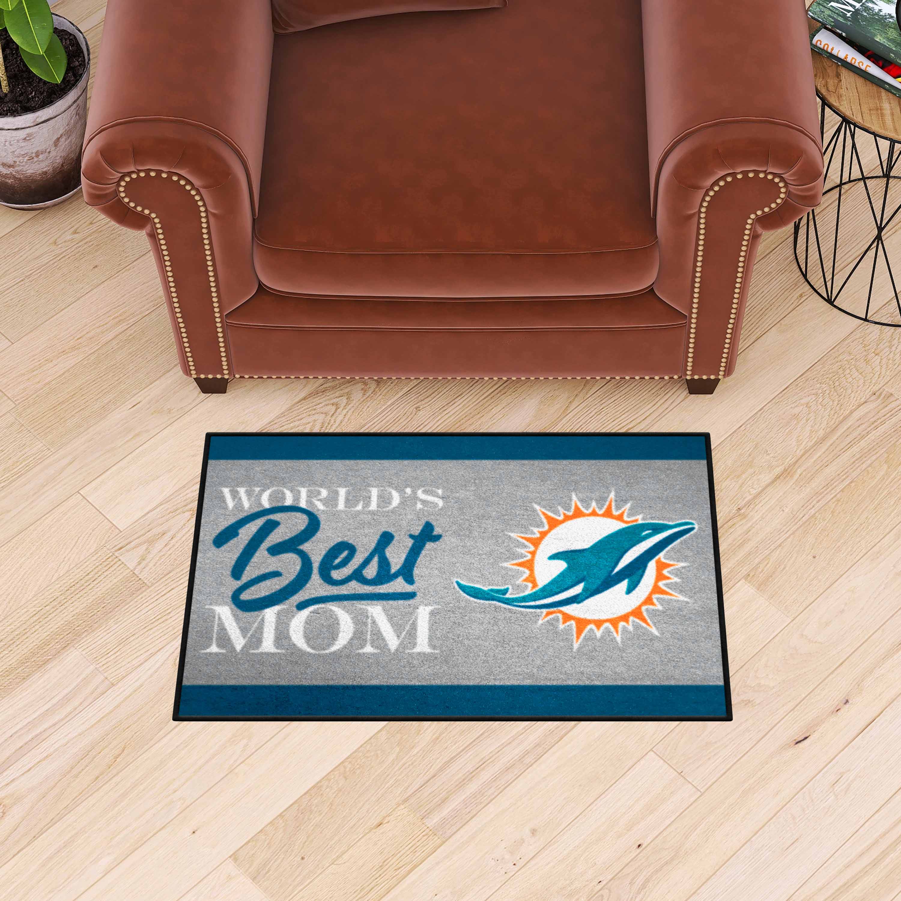 NFL Miami Dolphins 1'7" X 2'6" Teal World's Best Mom Starter Mat - 18032 Room Scene