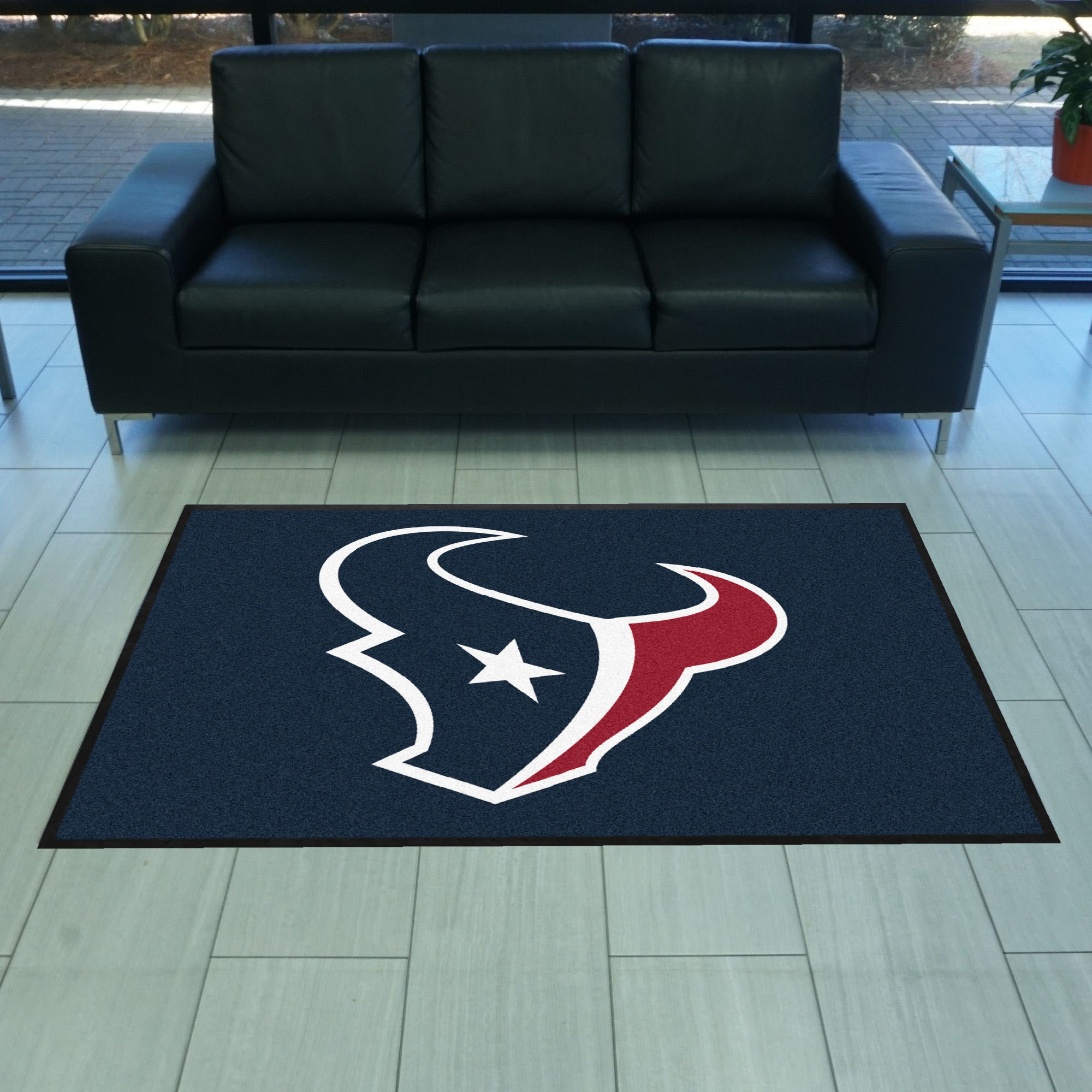 NFL Houston Texans 3'7" X 5'7" Navy Landscape Logo Mat - 9884 Room Scene