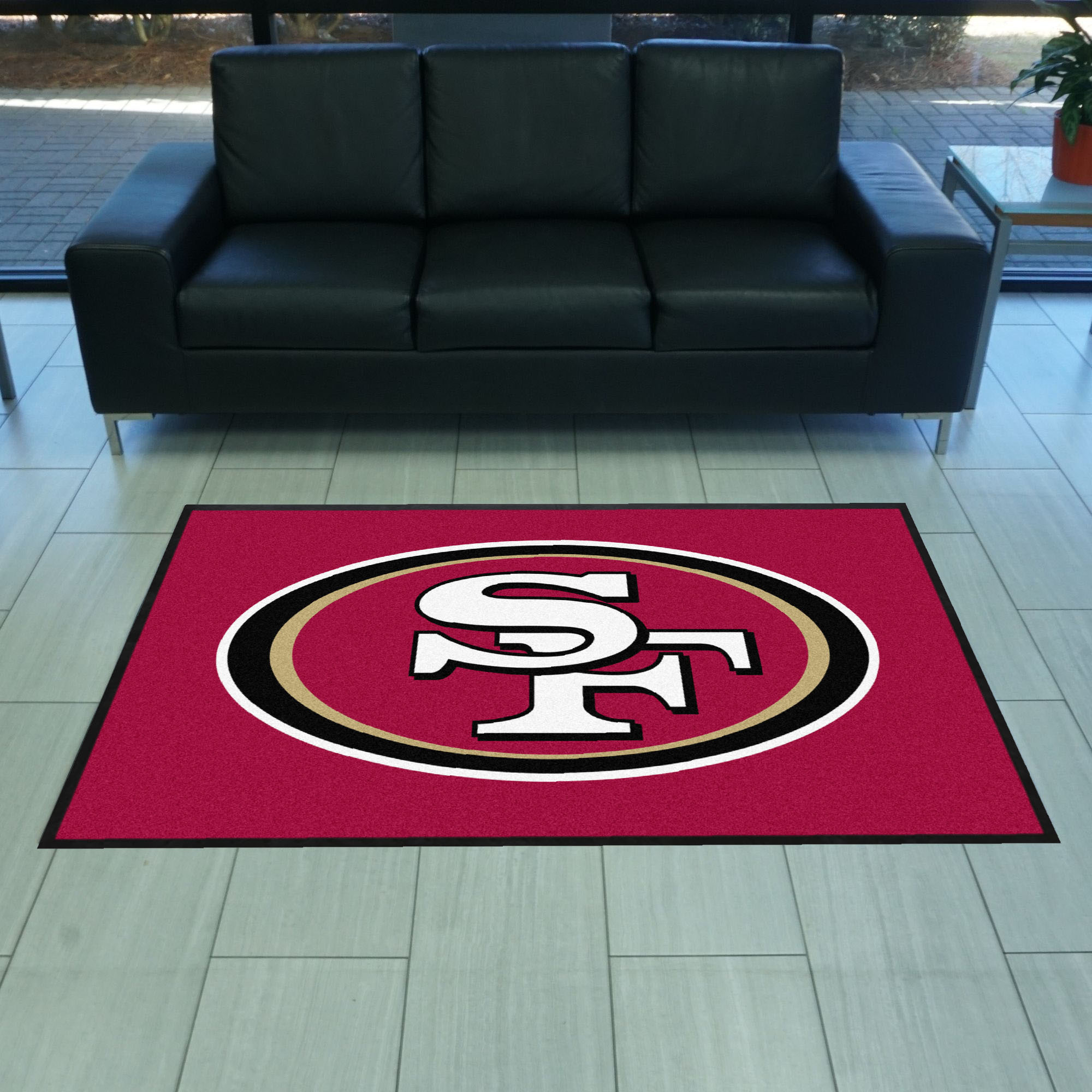 NFL San Francisco 49ers 3'7" X 5'7" Red Landscape Logo Mat - 9634 Room Scene