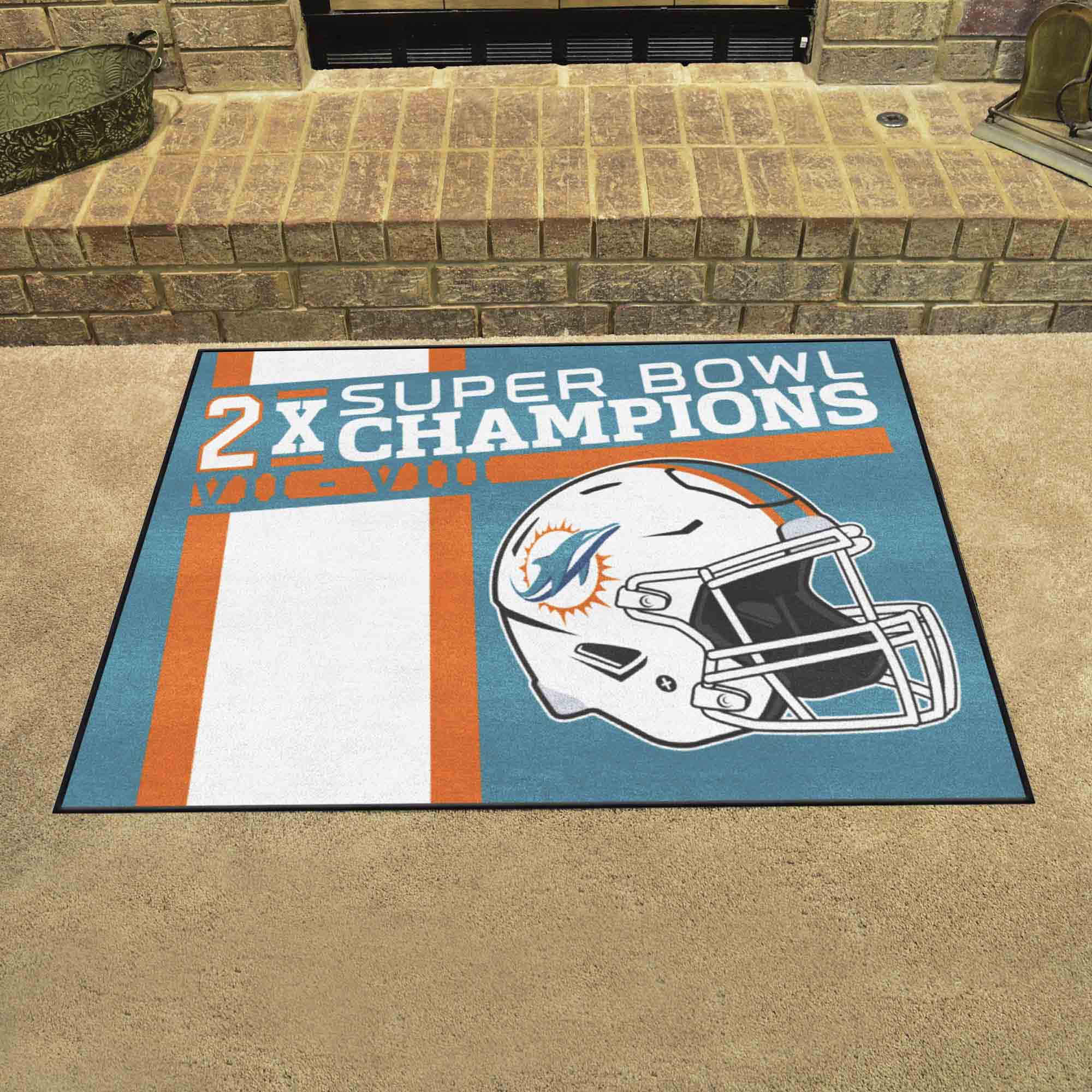 NFL Miami Dolphins 2'10" X 3'7" Turquoise Dynasty All-Star Mat - 30953 Room Scene