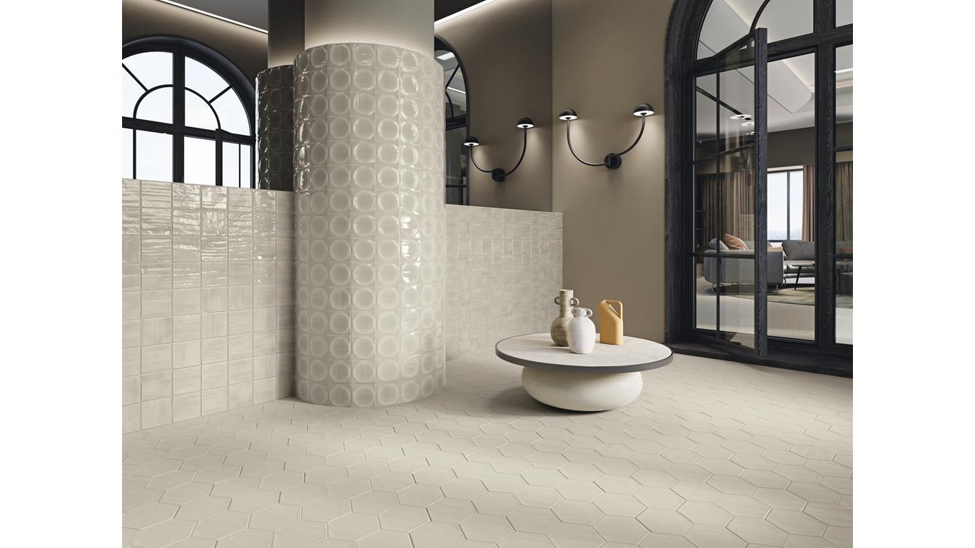 Manacor Grey 4" X 4" Ceramic Wall Tile Room Scene