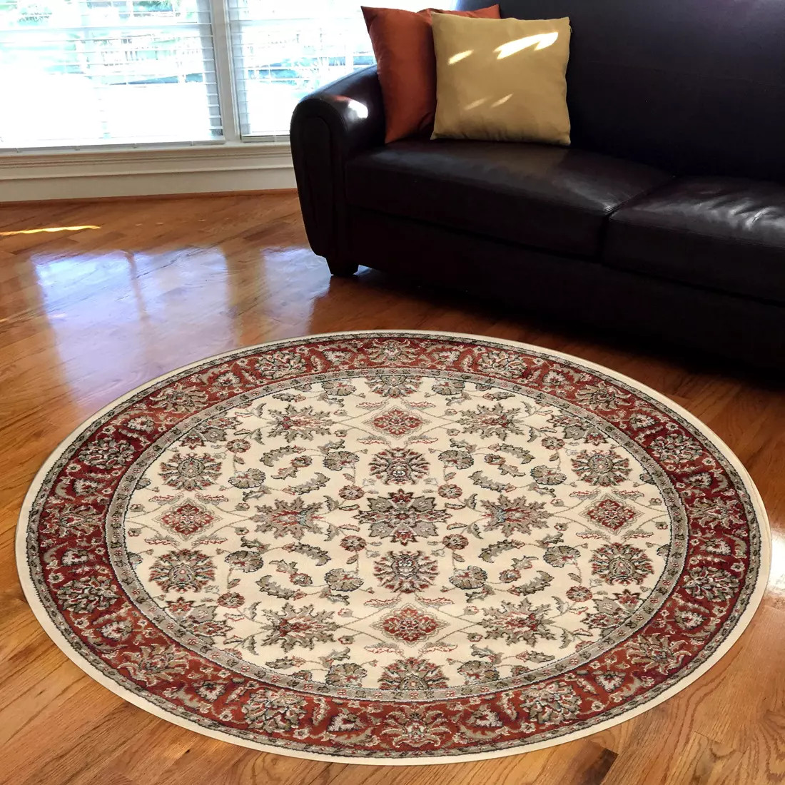 Radici Como 1592 Ivory Brick Round Area Rug Room Scene