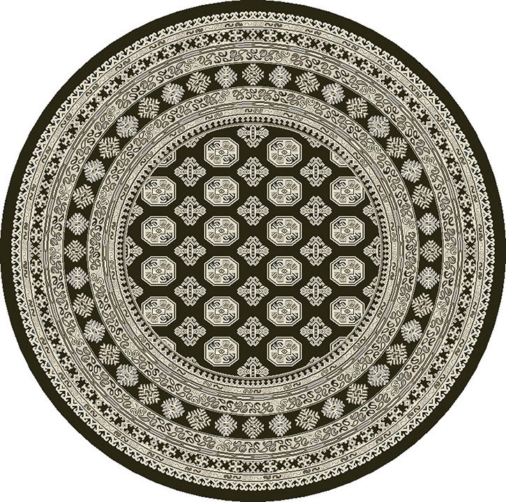Dynamic Rugs Ancient Garden 57102-3636 Charcoal Silver Round Area Rug