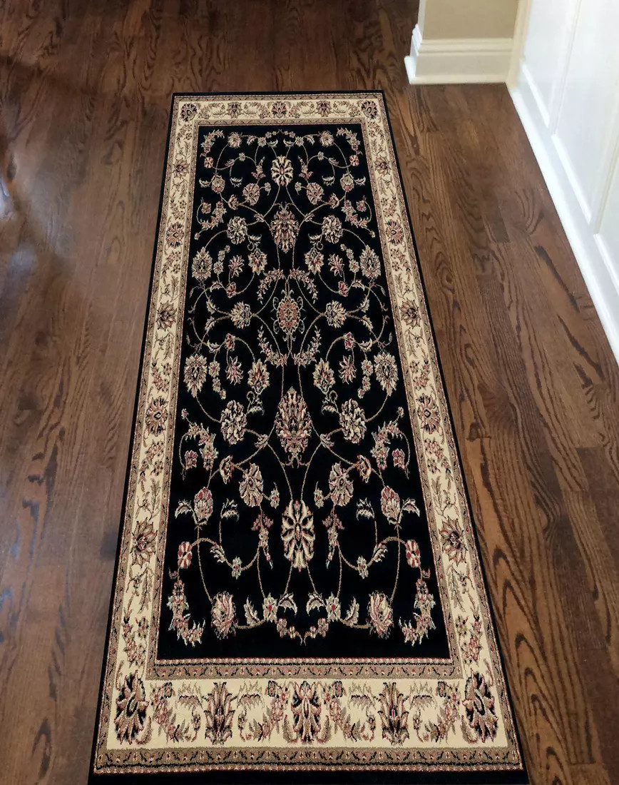 Radici Como 1596 Black Runner Area Rug Room Scene