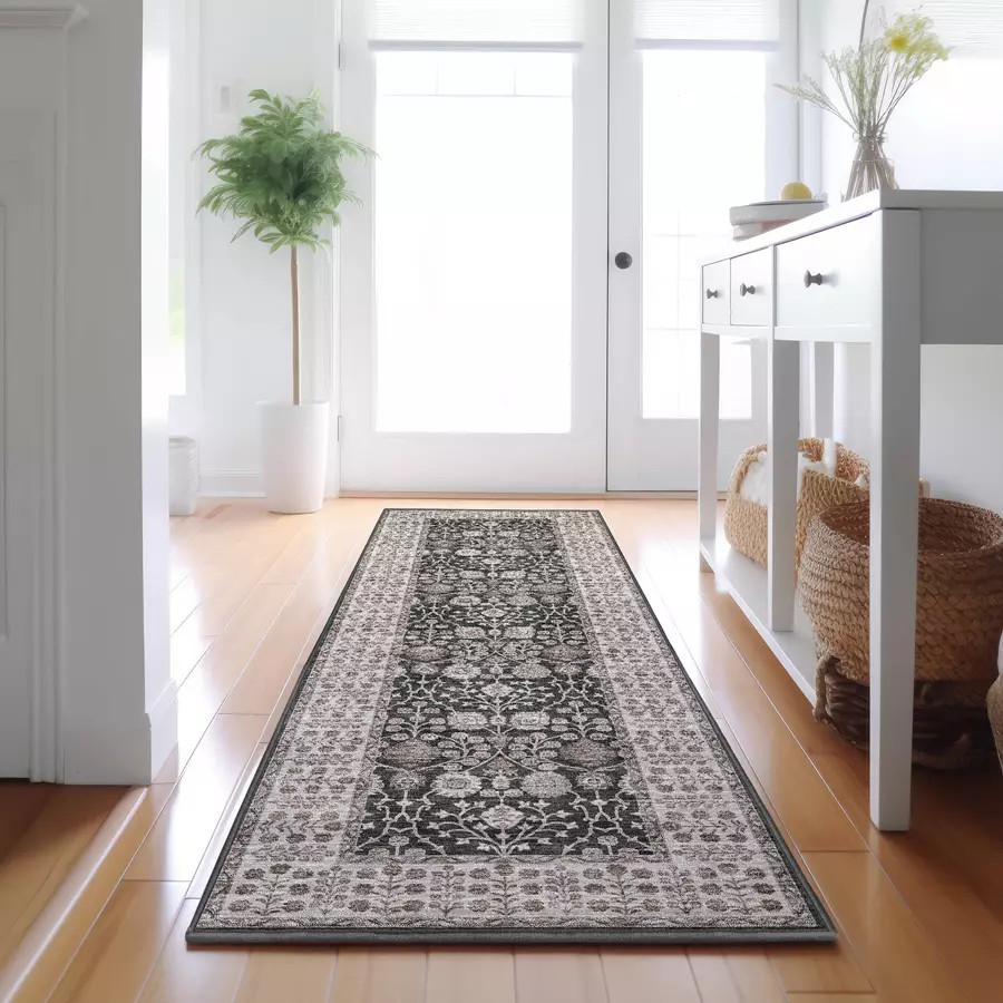 Dalyn Hatay HY8 Black Runner Area Rug Room Scene
