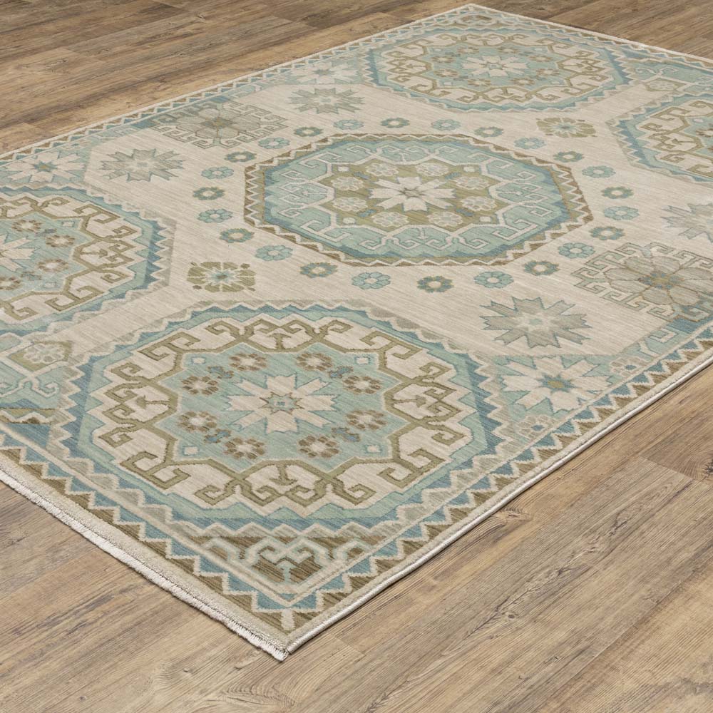 Oriental Weavers Maeve MAE03 Beige Blue Area Rug Angle