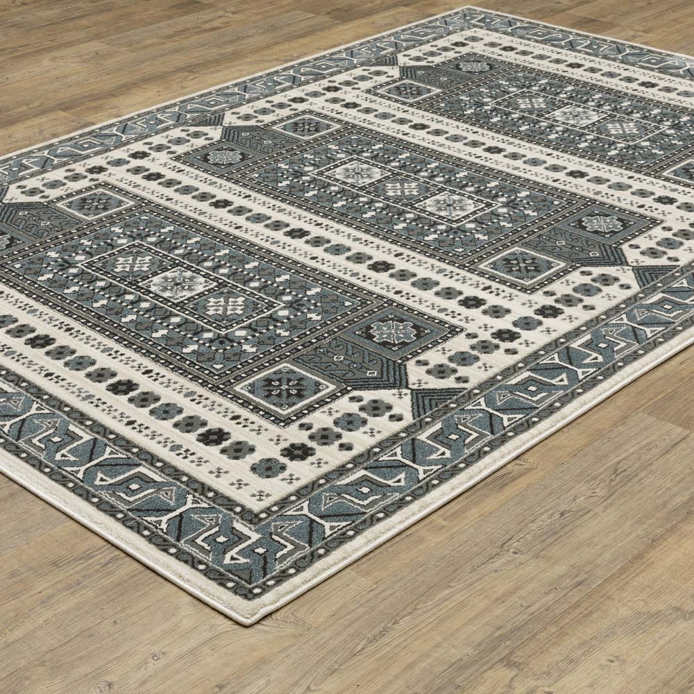 Oriental Weavers Raylan RAY01 Grey Blue Area Rug Angle