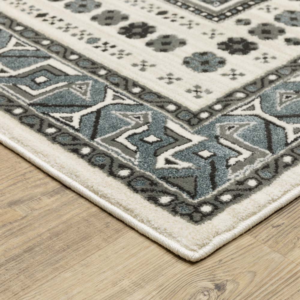 Oriental Weavers Raylan RAY01 Grey Blue Area Rug Corner