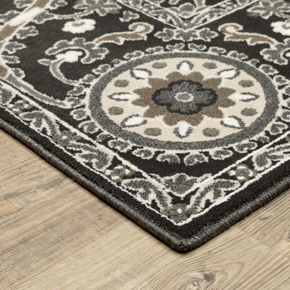 Oriental Weavers Raylan RAY05 Black Grey Area Rug Corner