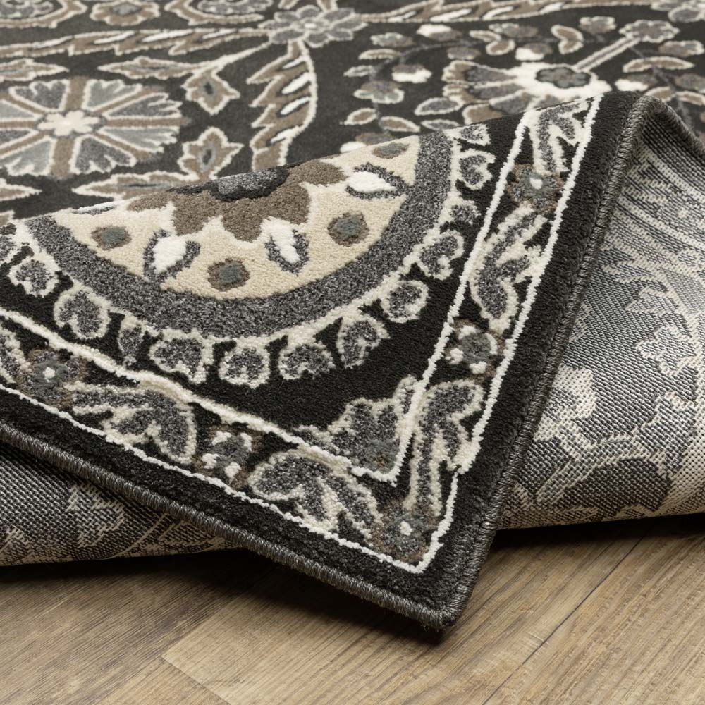 Oriental Weavers Raylan RAY05 Black Grey Area Rug Wave