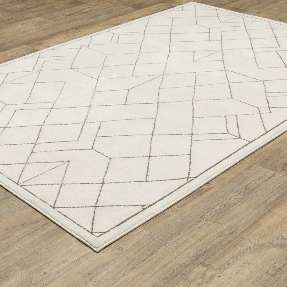 Oriental Weavers Raylan RAY06 Ivory Brown Area Rug Angle