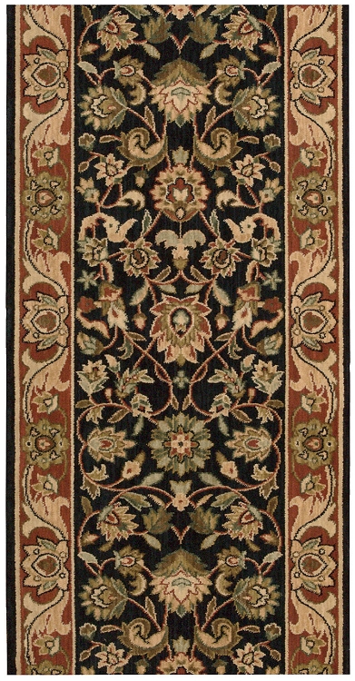 Nourison Grand Parterre Grand Kashan PT05 Midnight  3'5" (41") wide Hall and Stair Runner