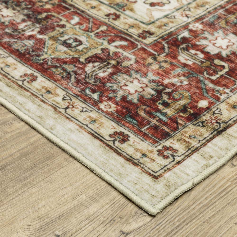 Oriental Weavers Sumter SUM05 Ivory Red Area Rug Corner