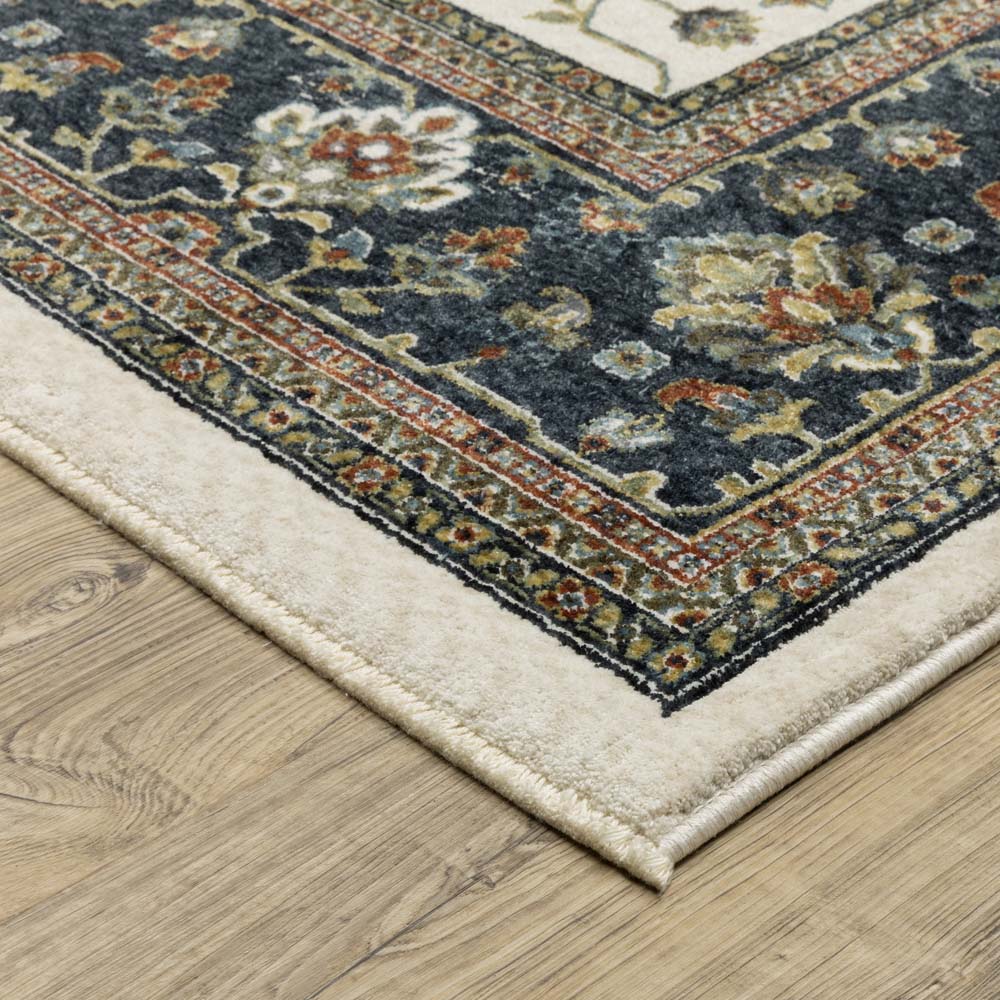 Oriental Weavers Vivian VI02B Ivory Navy Area Rug Corner