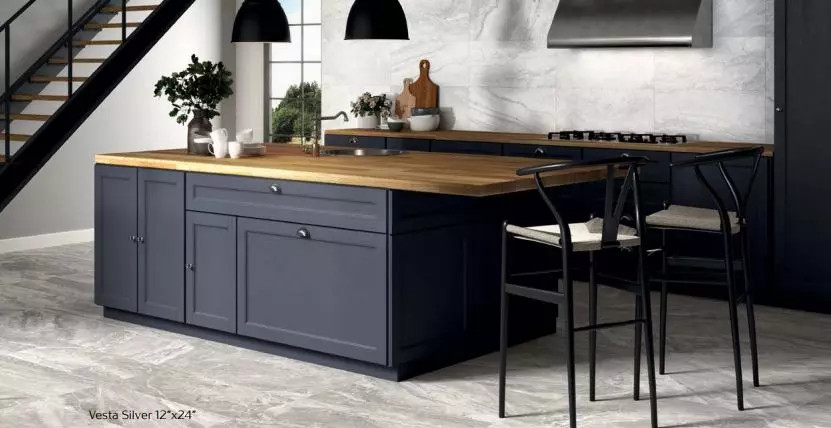 Vesta Silver 12" X 24" Porcelain Tile Room Scene Vesta Silver 12" X 24" Porcelain Tile Room Scene