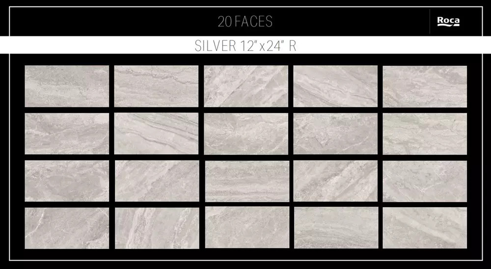 Vesta Silver 12" X 24" Porcelain Tile Faces Vesta Silver 12" X 24" Porcelain Tile Faces