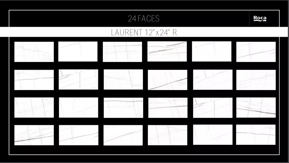 Jewels Laurent White 12" X 24" Porcelain Tile Faces