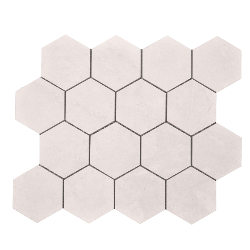 Cannes White 3" X 3" Porcelain Hex Mosaic Tile
