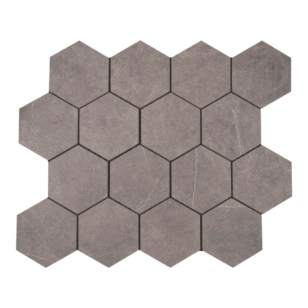 Cannes Grey 3" X 3" Porcelain Hex Mosaic Tile Product Image Cannes Grey 3" X 3" Porcelain Hex Mosaic Tile Product Image