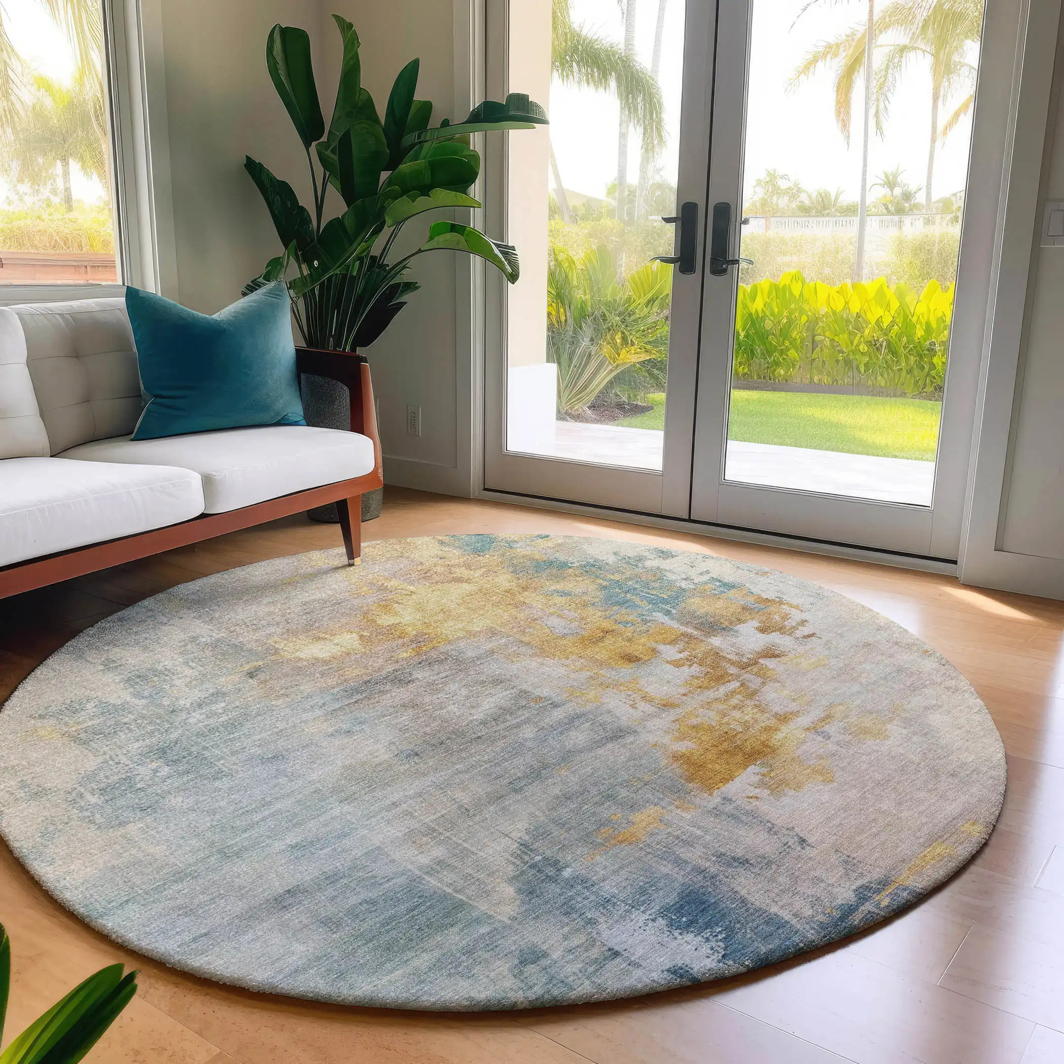 Dalyn Bresca BC4 Linen Area Round Rug Room Scene