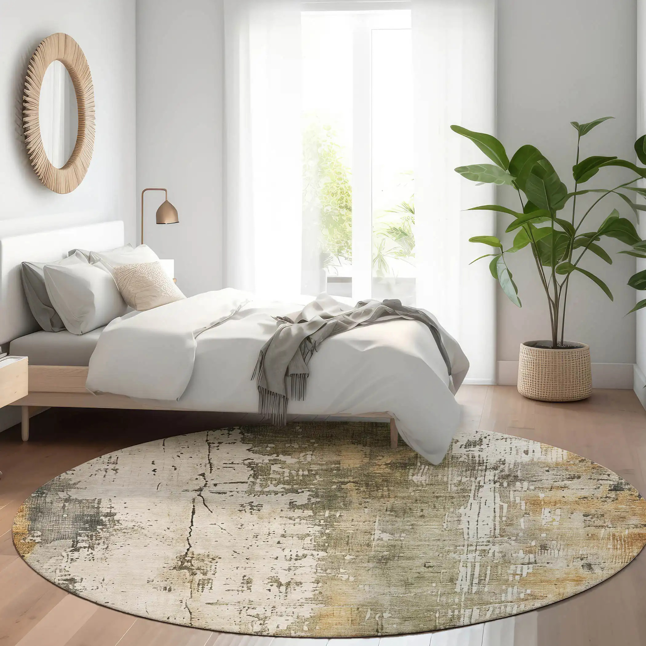 Dalyn Kochi KC14 Putty Area Round Rug Room Scene