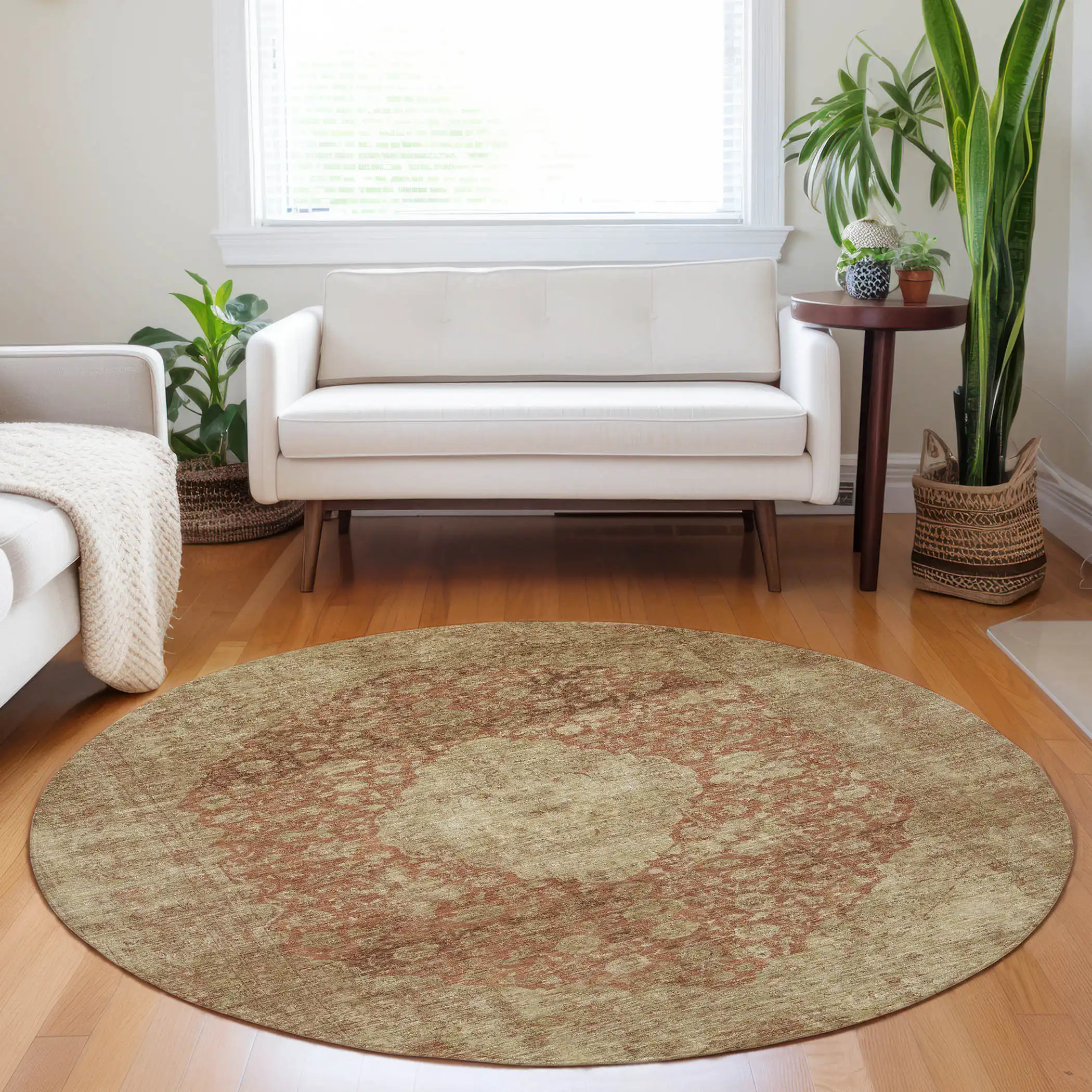 Dalyn Tabrook TB13 Paprika Area Round Rug Room Scene