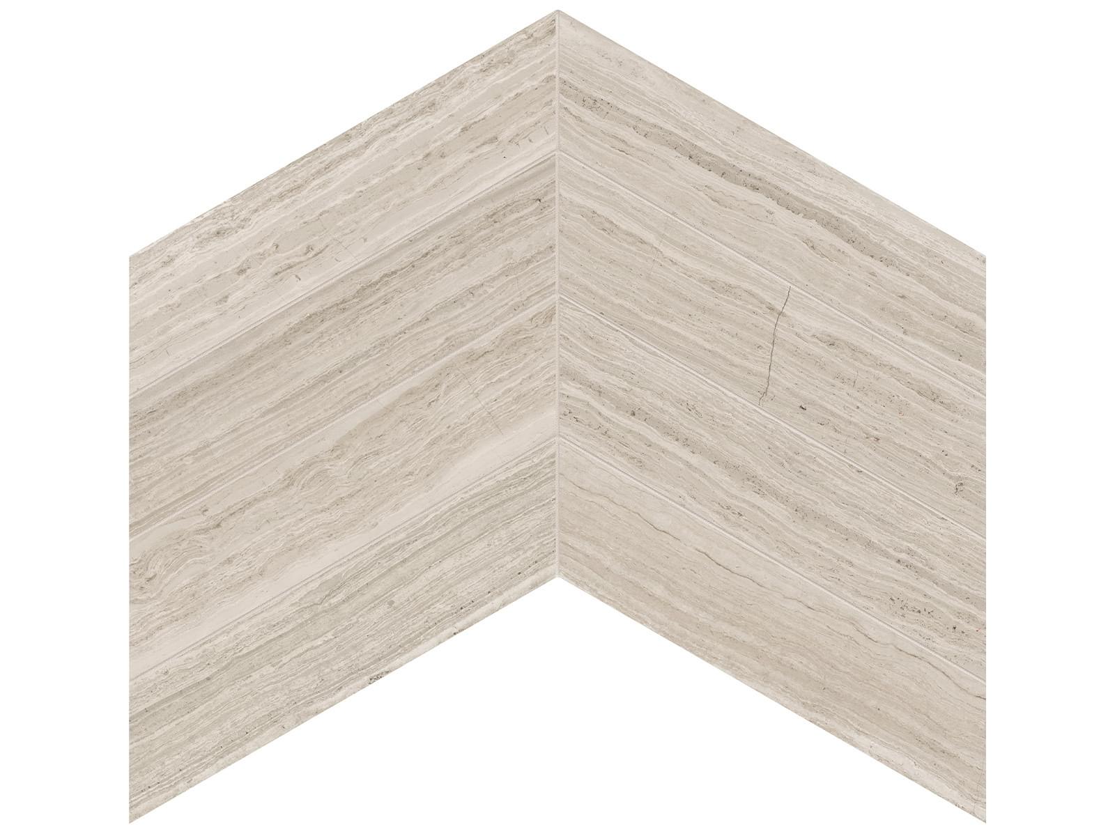 Marble 2"X8.5" Chevron Mosaic Limestone Honed 5001-0441-0 Strada Mist Tile