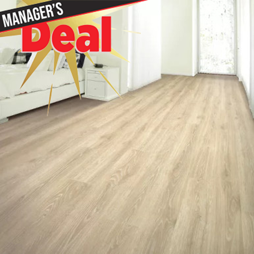 Mohawk Antique Craft CDL78-01 Soft Chamois Oak 9 1/2" X 80 1/2" RevWood Plus 10 MM Laminate Flooring room scene Deal