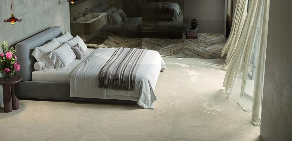 Lutezia Beige 24" X 48" Porcelain Tile Room Scene