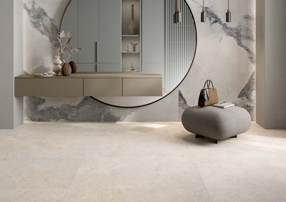 Lutezia Grey 24" X 48" Porcelain Tile Room Scene